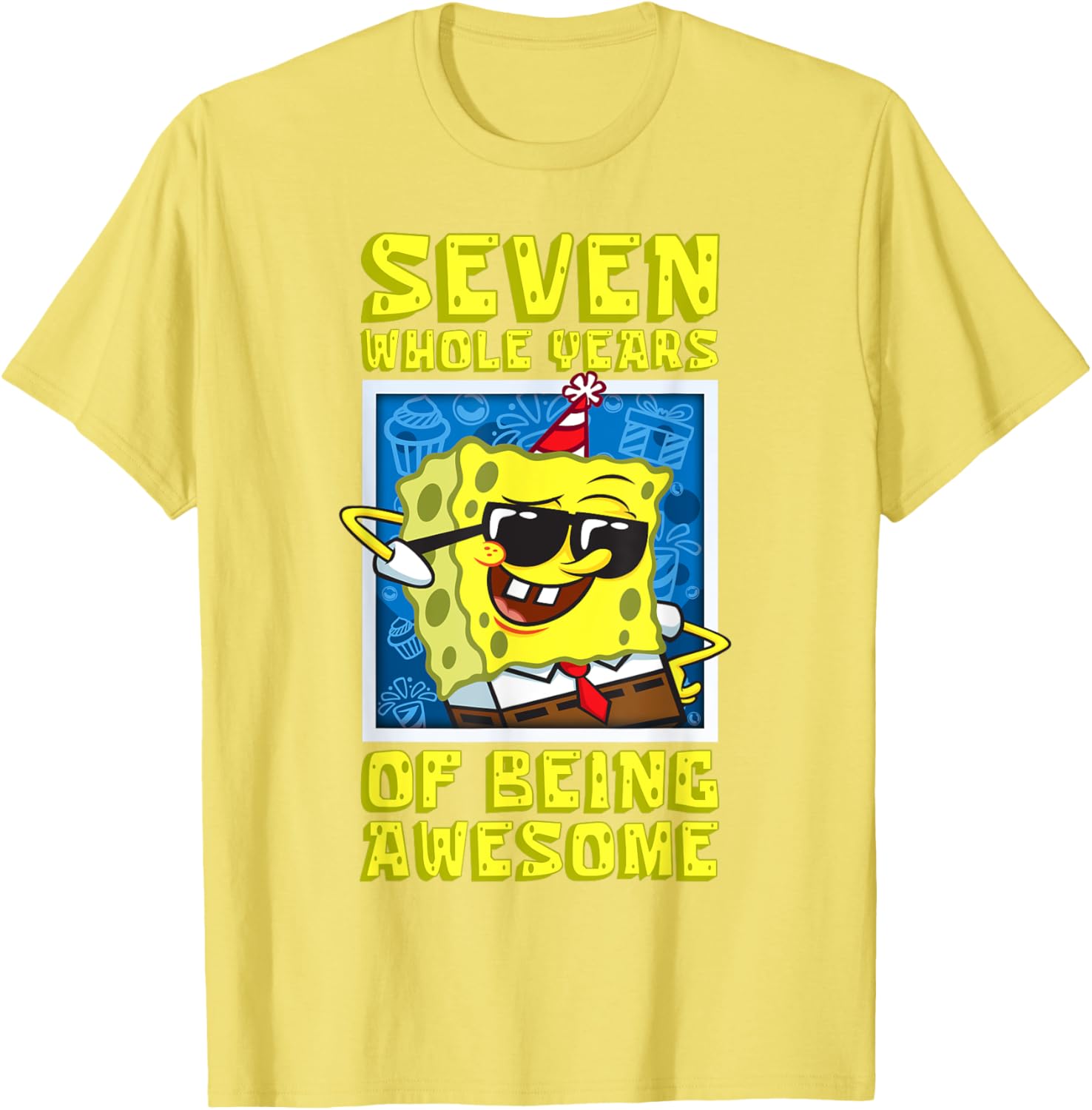 Mademark SpongeBob Seven Years of Awesome 7th Birthday Gift T-Shirt - 15