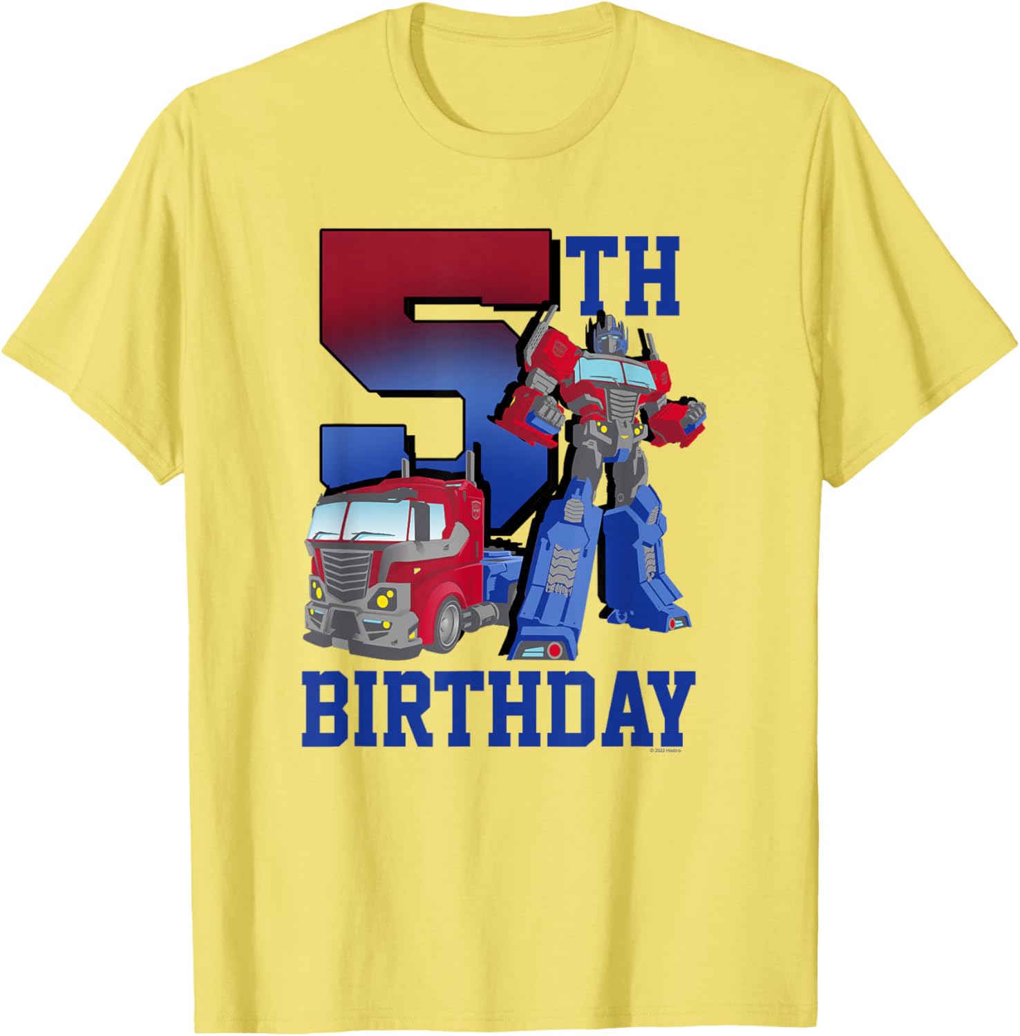 Transformers Optimus Prime 5th Birthday Gradient Poster T-Shirt for Kids - 5