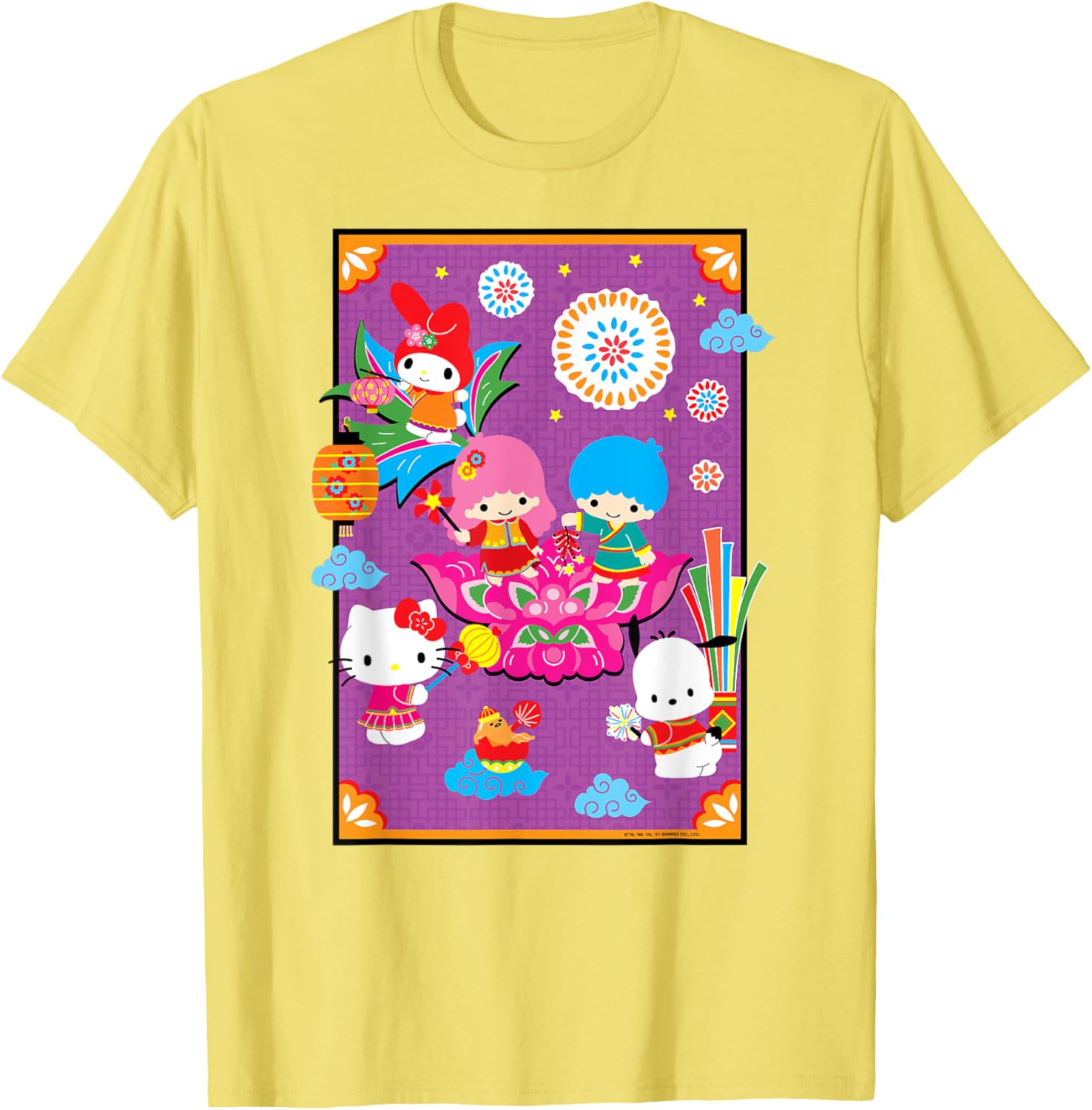 Hello Kitty & Friends Lunar New Year T-Shirt for Adults - Black, Small - 4