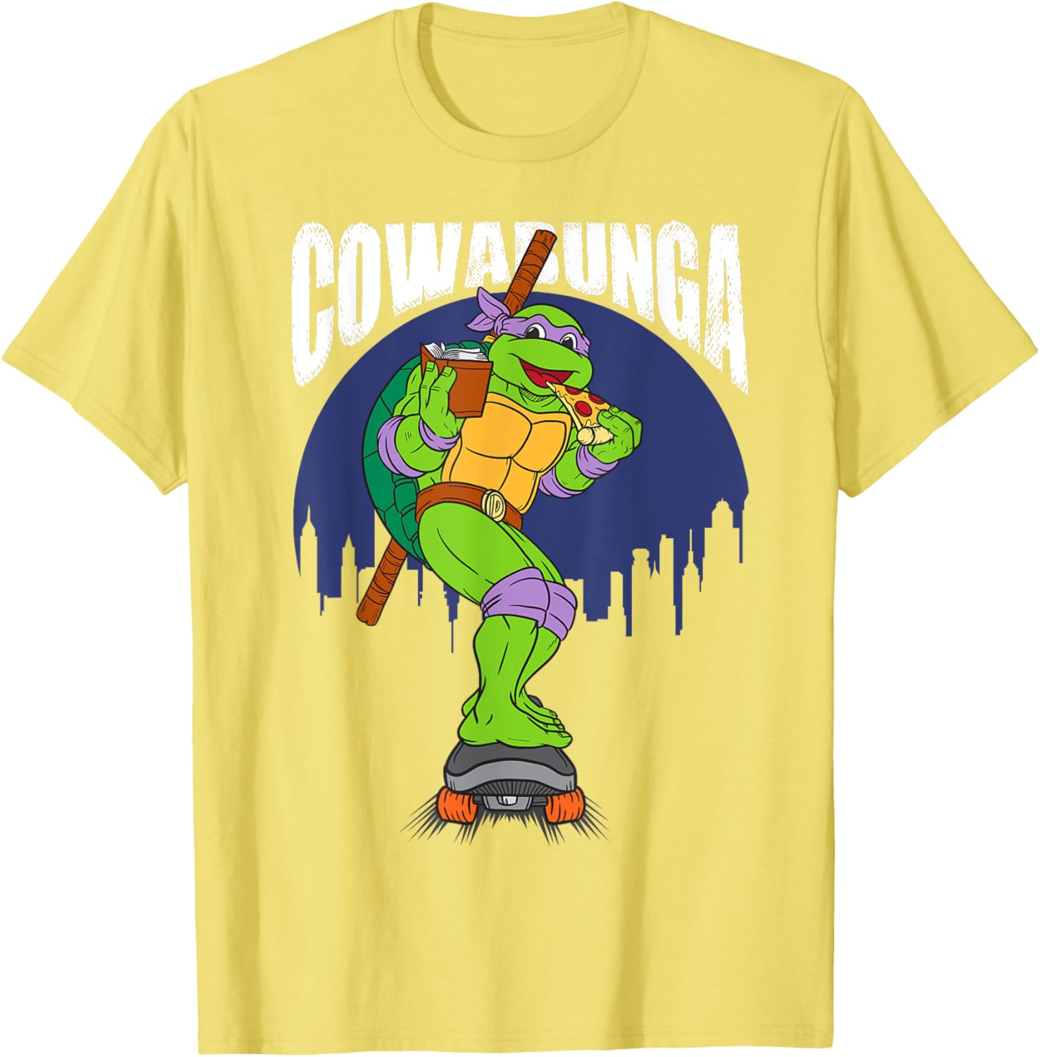 Cowabunga Donatello on Skates Pizza T-Shirt for TMNT Fans - 11