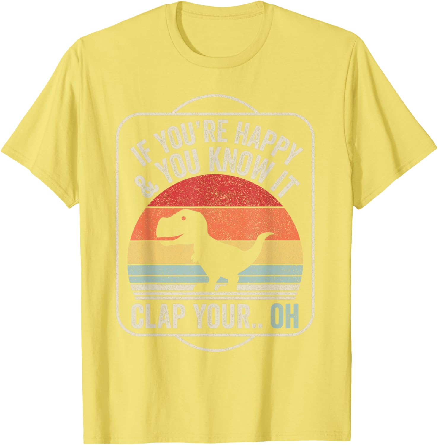 Catch Some Rays T-Rex Happy Dino Vintage Black Short Sleeve T-Shirt - 18