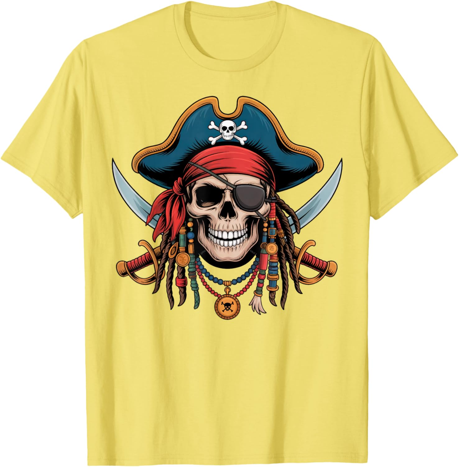 Pirate Skull and Crossbones Skeleton Halloween T-Shirt for Men and Boys - 13