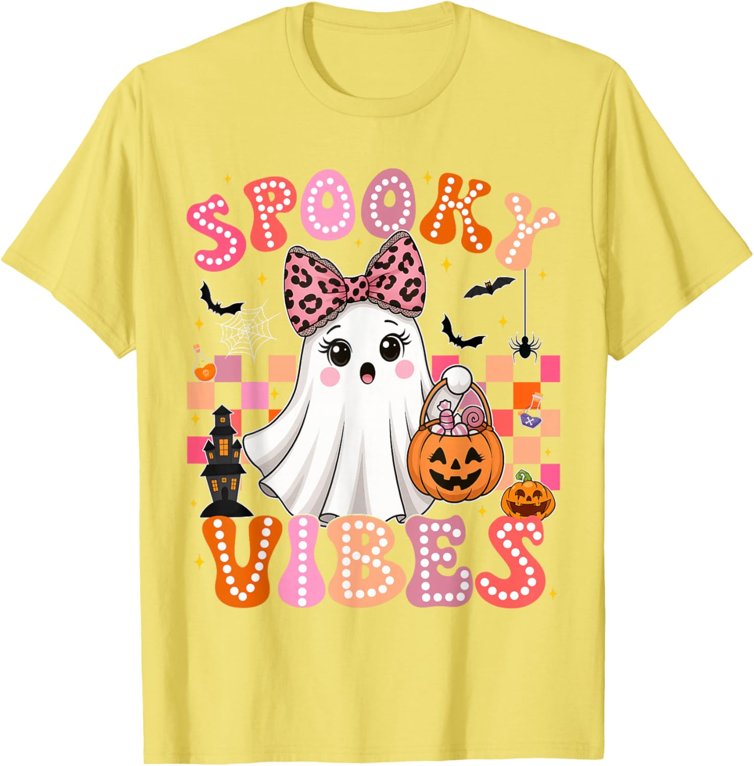 Groovy Spooky Vibes Cute Ghost Halloween T-Shirt for Girls - 2