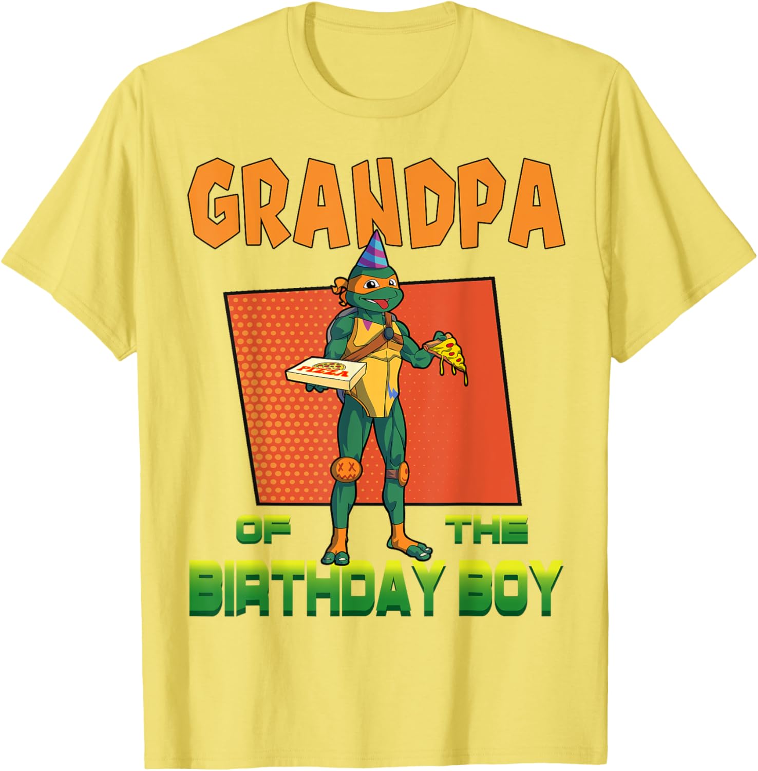 Mademark X TMNT Mikey Grandpa Birthday Pizza Party T-Shirt for Kids - 19