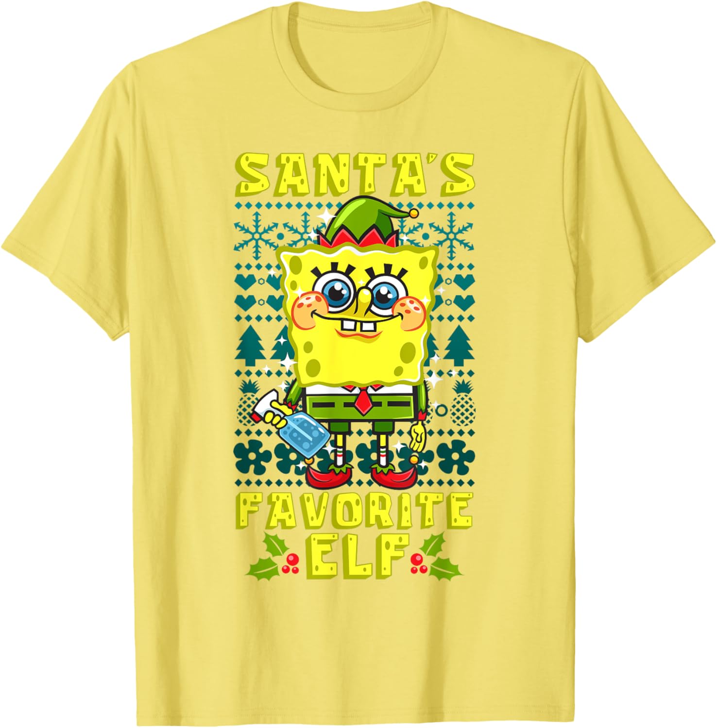Mademark SpongeBob SquarePants Xmas Elf Matching T-Shirt for Holiday Cheer - 9