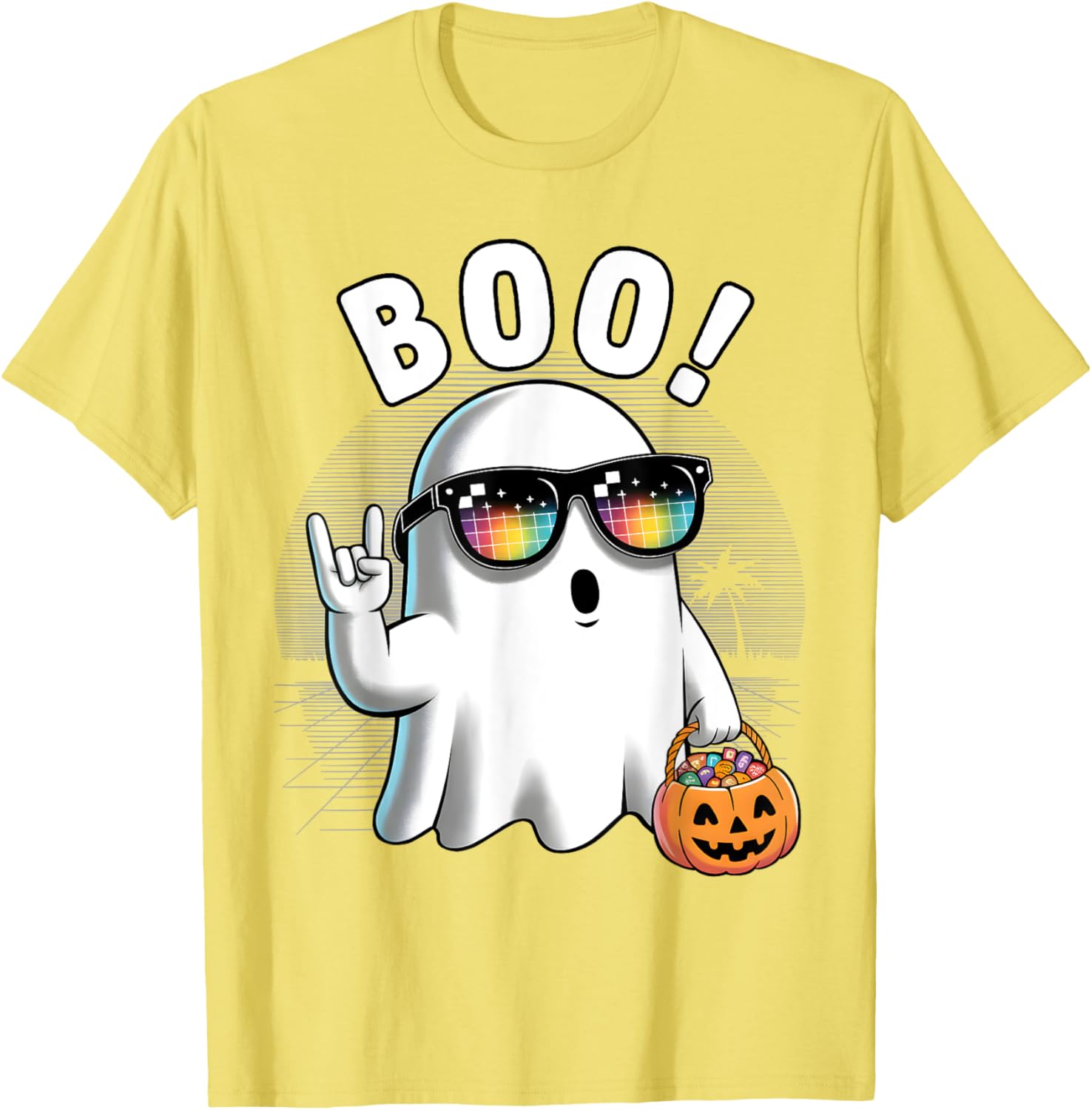 Rock Ghost Retro Halloween Pumpkin T-Shirt for Fun Spooky Style - 8