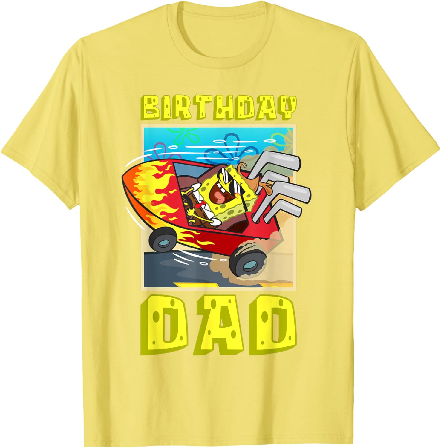 SpongeBob Birthday Dad Driving Super Car T-Shirt for Father's Day Fun - 12