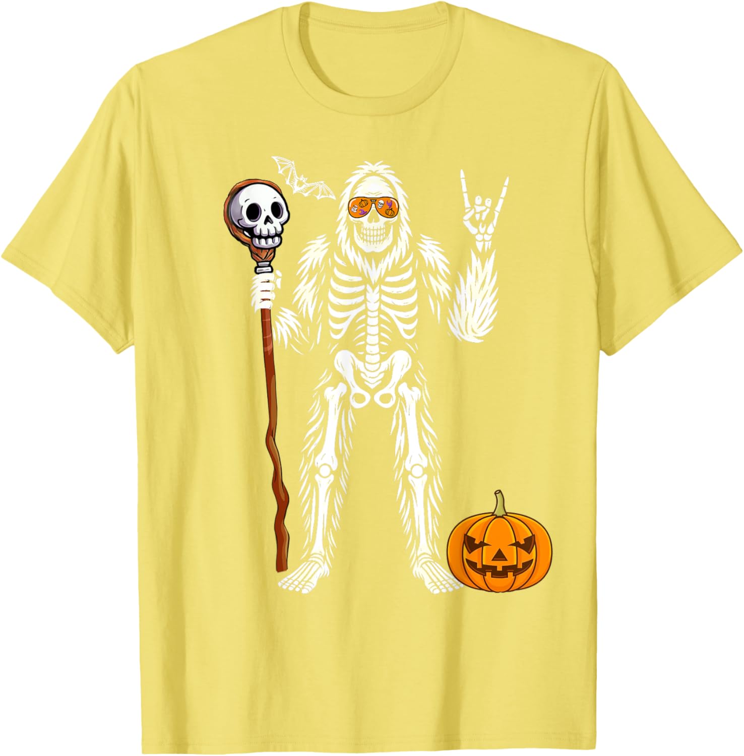 Halloween Skeleton Bigfoot Pumpkin Skull T-Shirt for Men and Boys - 13