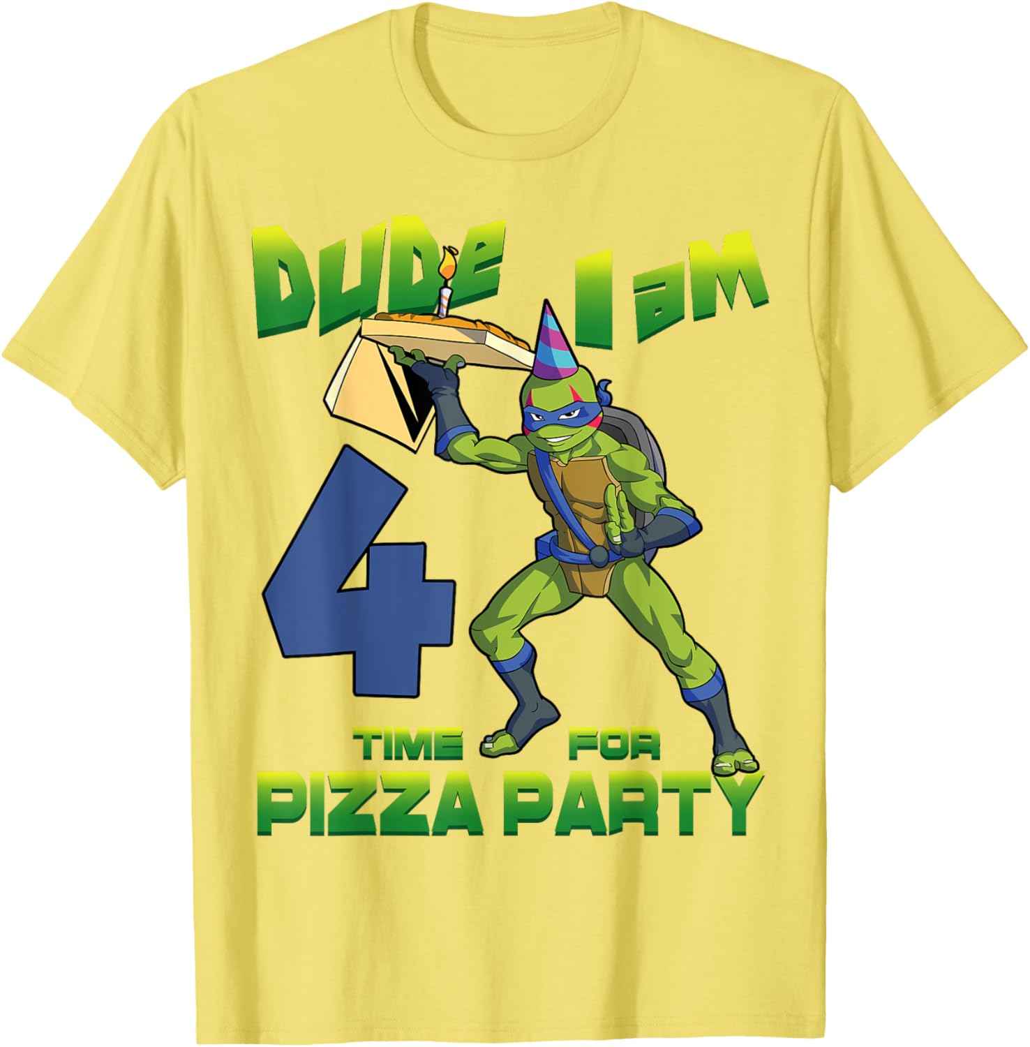 TMNT Leo Pizza Birthday Party T-Shirt for 4 Year Olds - Fun Design - 23