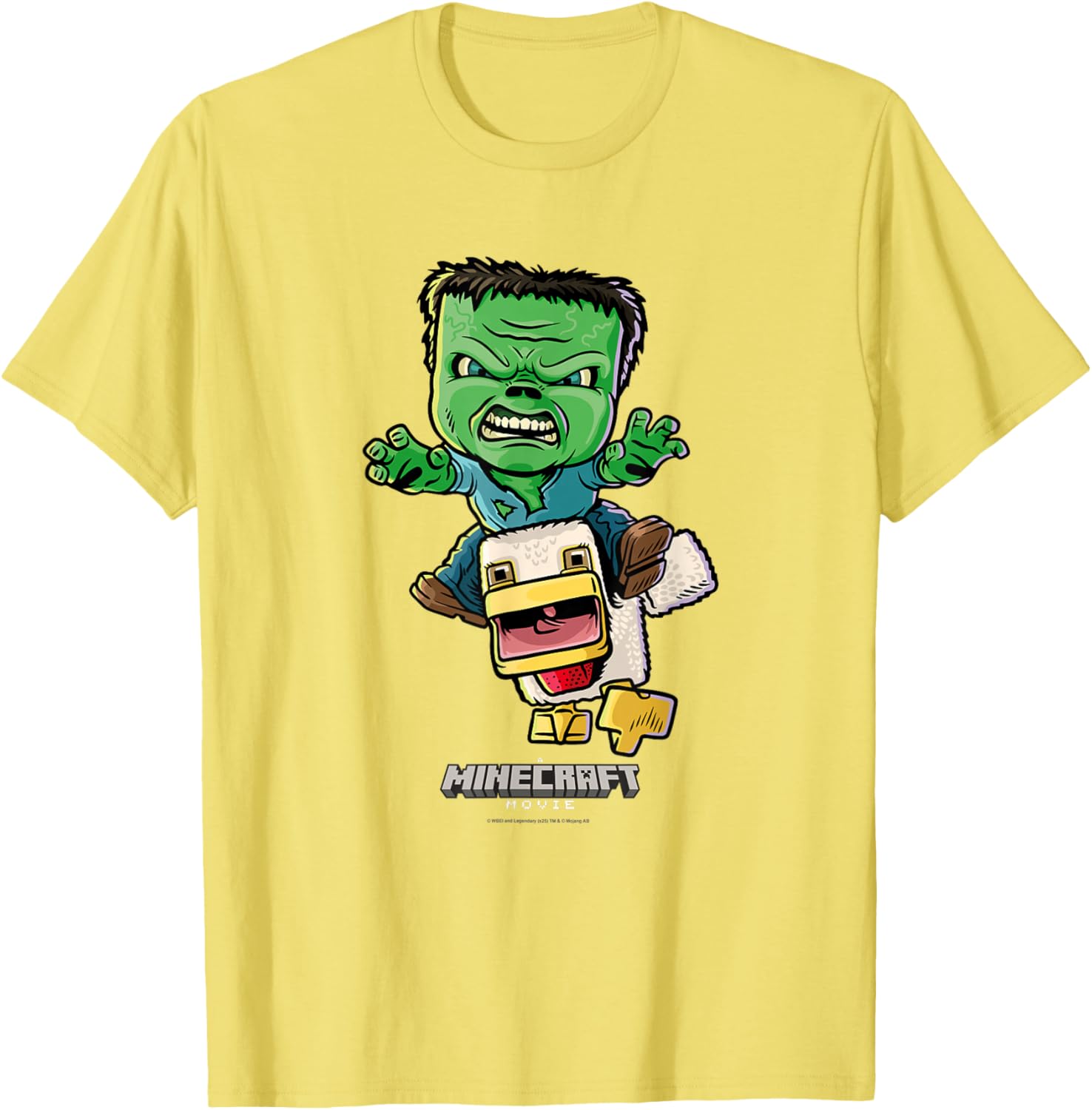 Minecraft Chicken Jockey Baby Zombie Animated T-Shirt for Kids and Fans - 3