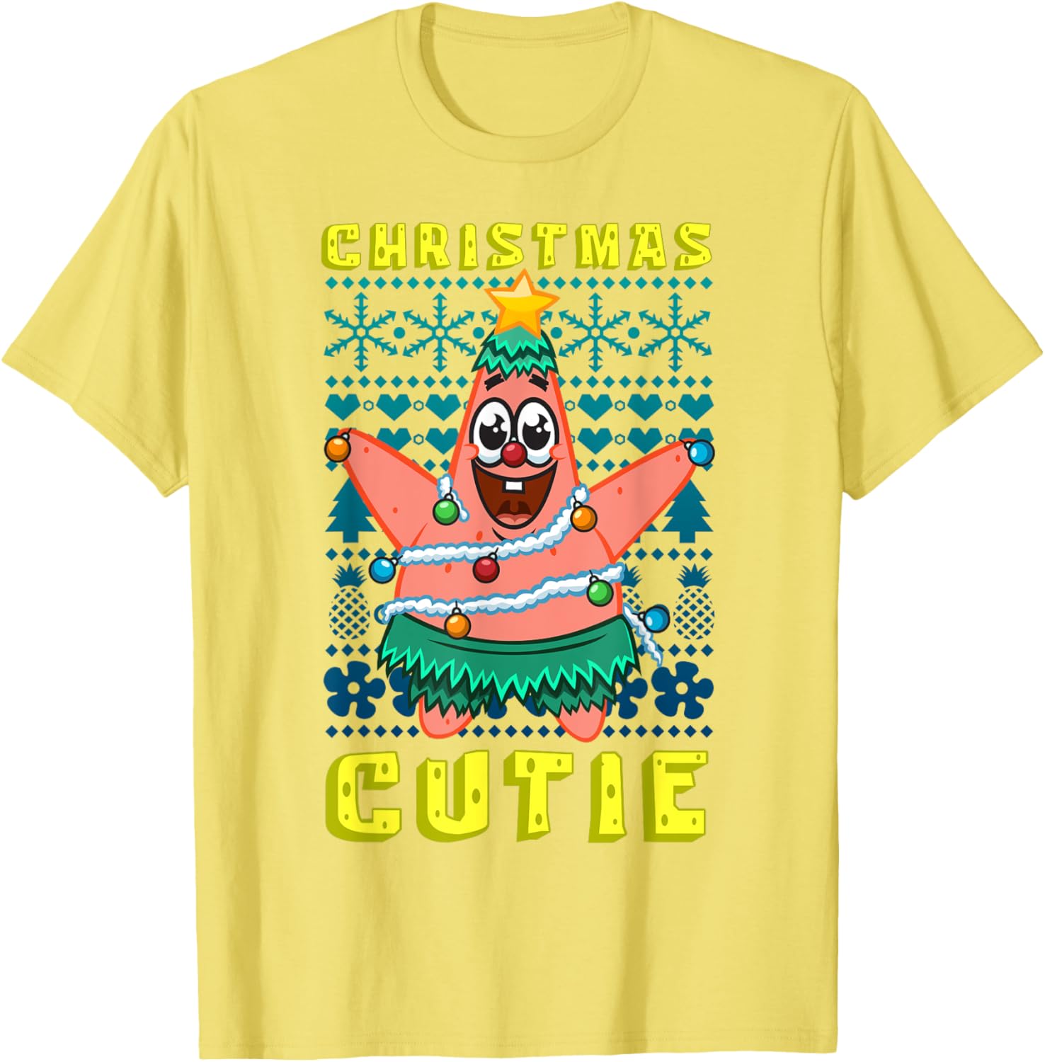 SpongeBob Patrick Star Christmas T-Shirt Cute Holiday Lights Design - 15