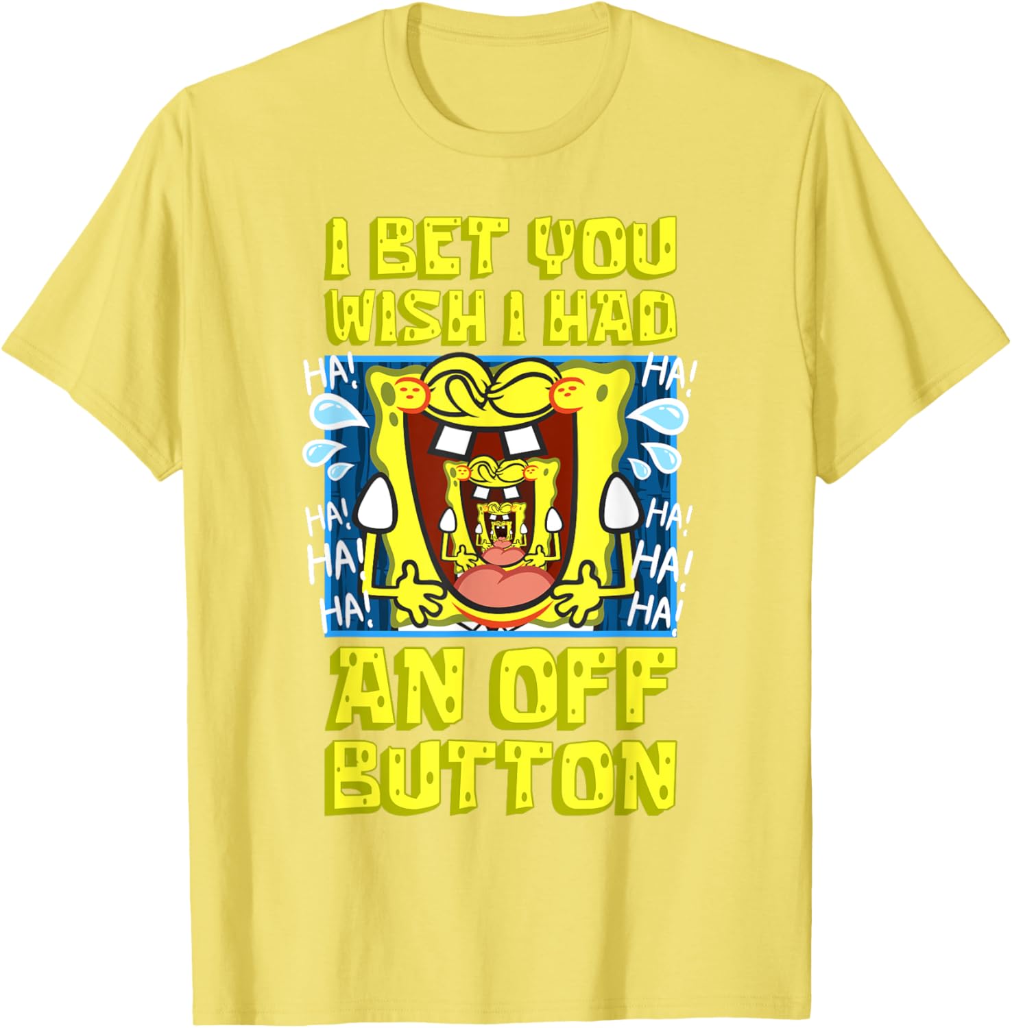 Funny SpongeBob Laughing T-Shirt with OFF Button Design for Fans - 6
