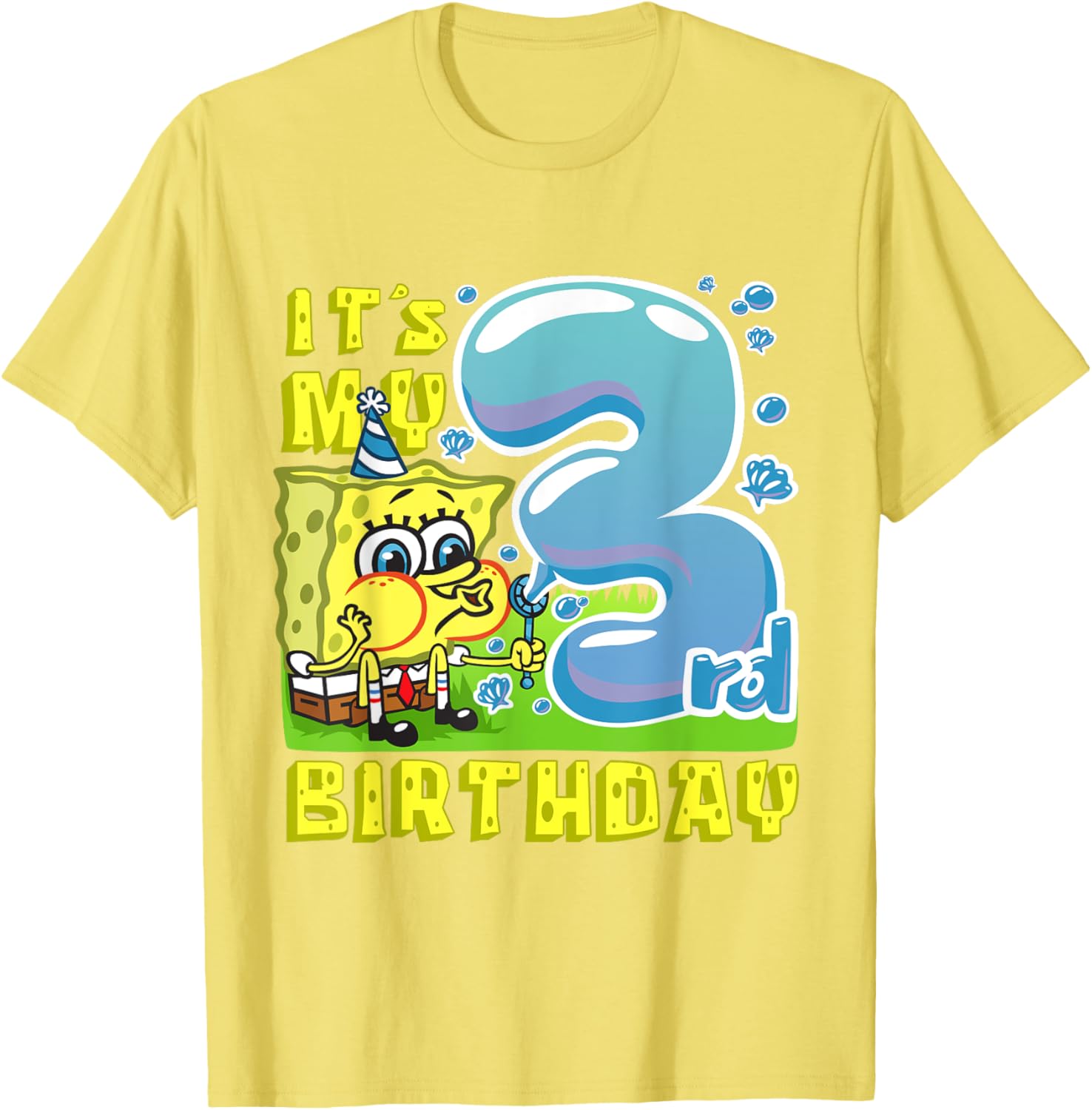 Mademark SpongeBob Third Birthday T-Shirt for Boys and Girls - 7