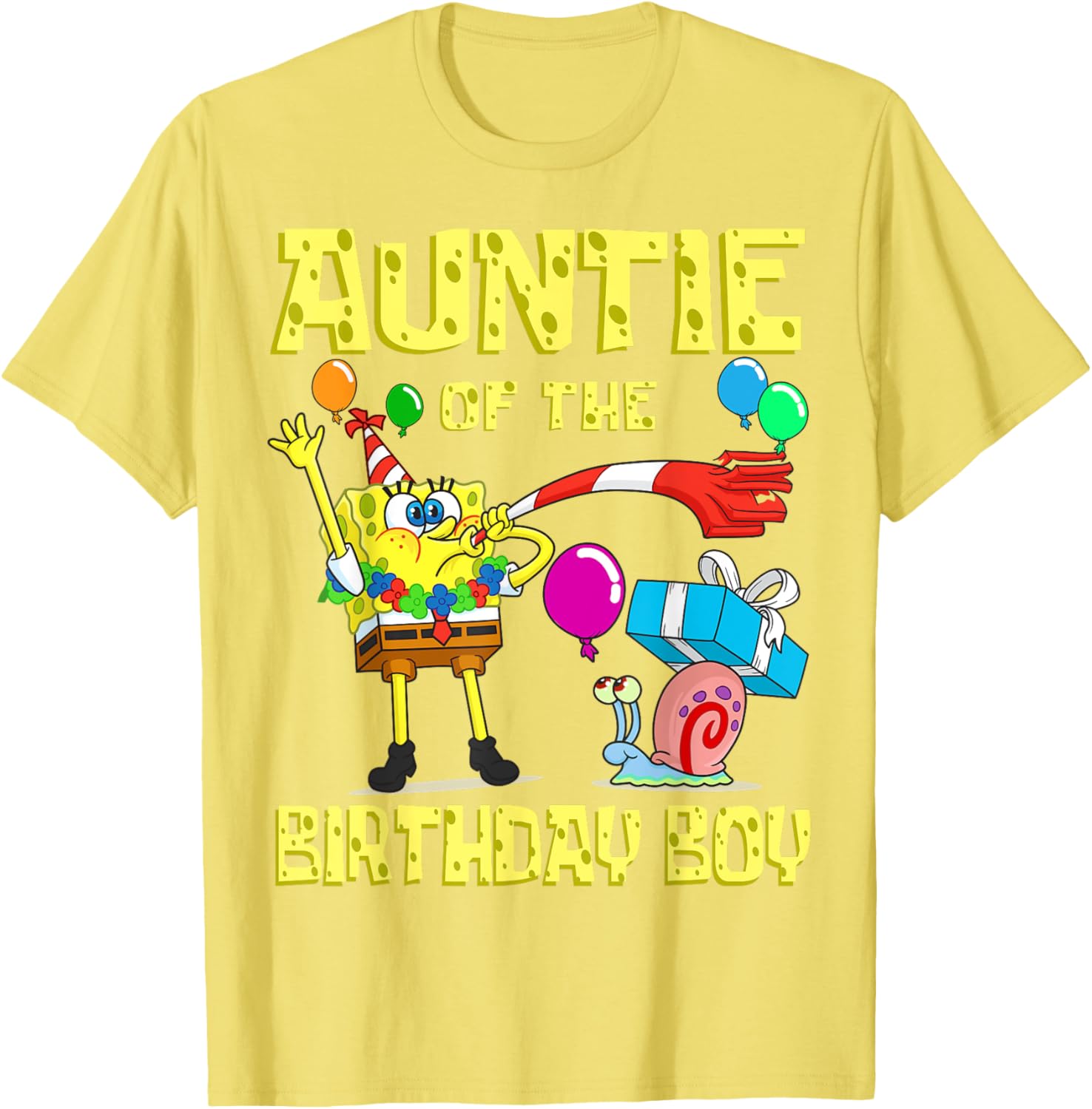 Mademark SpongeBob Birthday Boy Auntie Theme T-Shirt Fun Party Apparel - 5