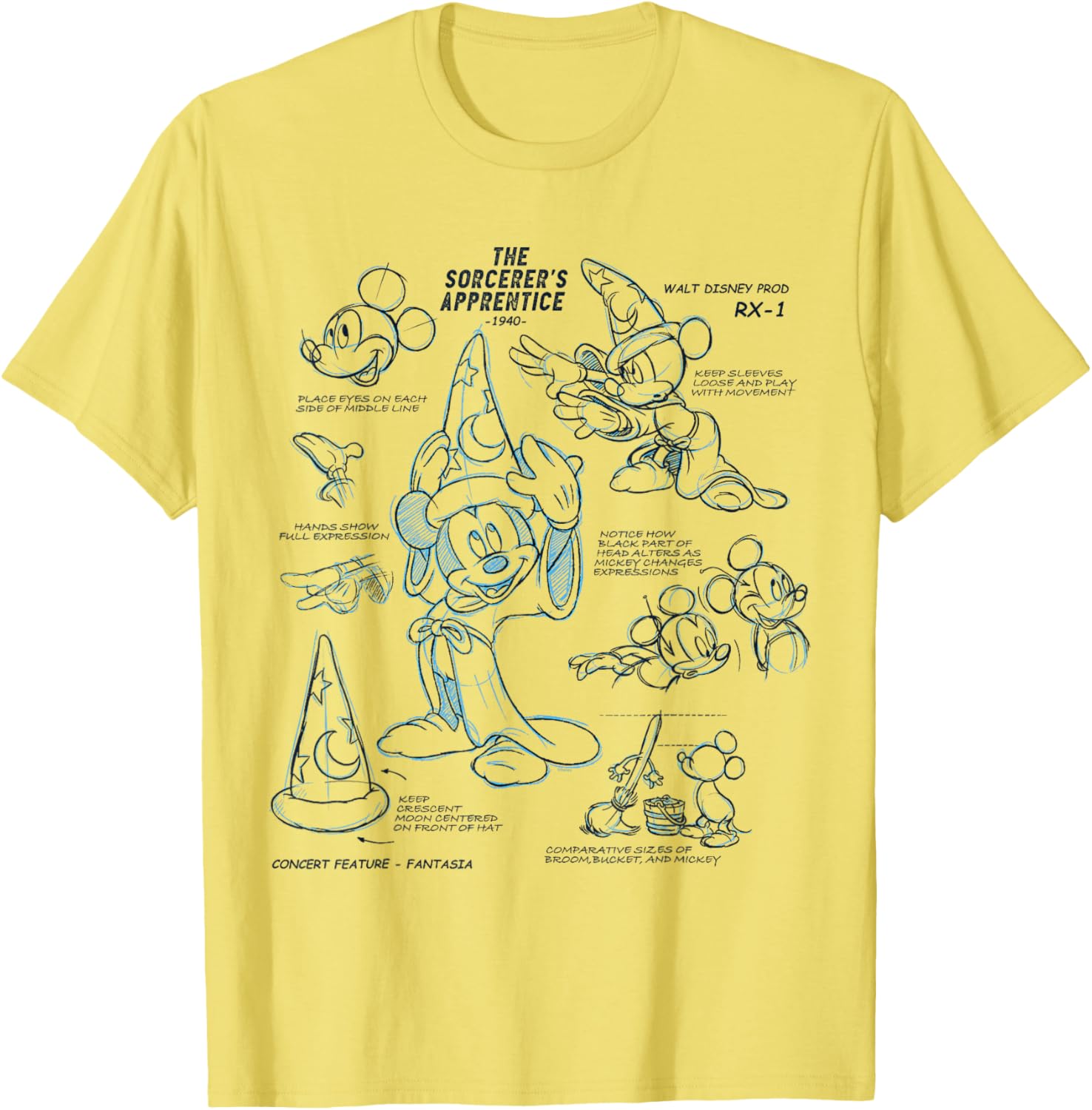 Disney Sorcerer Mickey Mouse 1940 Ink and Paint T-Shirt for Fans - 8