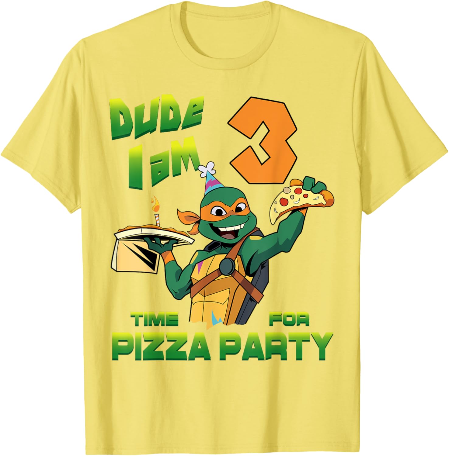 Mademark Teenage Mutant Ninja Turtles Mikey 3rd Birthday Pizza T-Shirt - 18