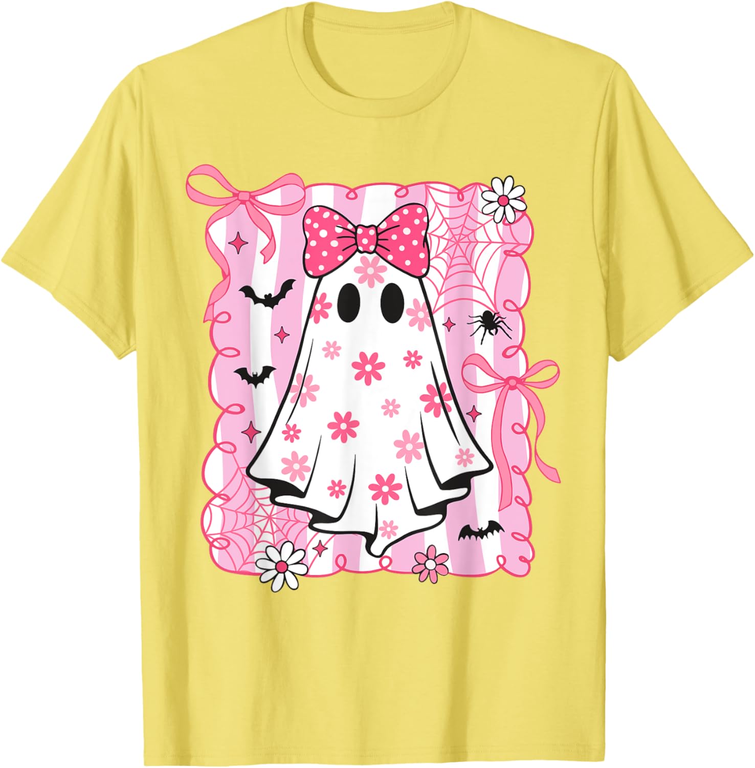 Spooky Vibes Pink Ghost T-Shirt for Women and Kids - Perfect Halloween Style - 26