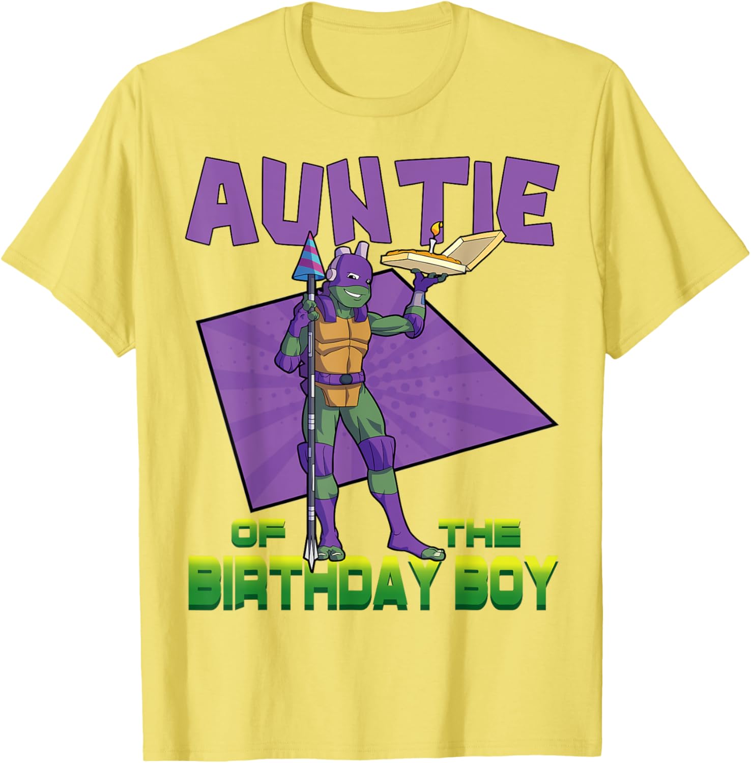 Mademark TMNT Donnie Auntie Birthday Pizza Party T-Shirt for Kids - 4