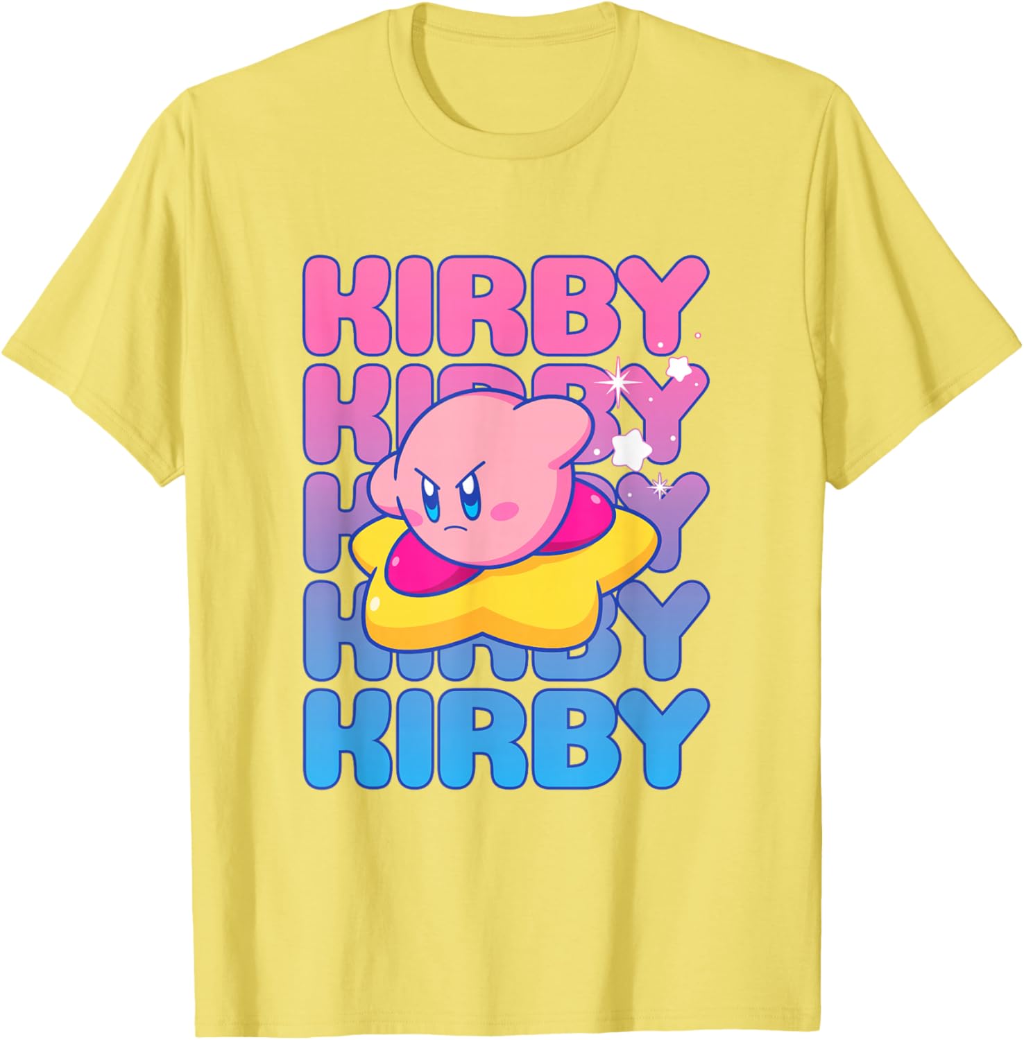 Kirby Nintendo Big Bubble Text Stack T-Shirt for Gamers and Fans - 7