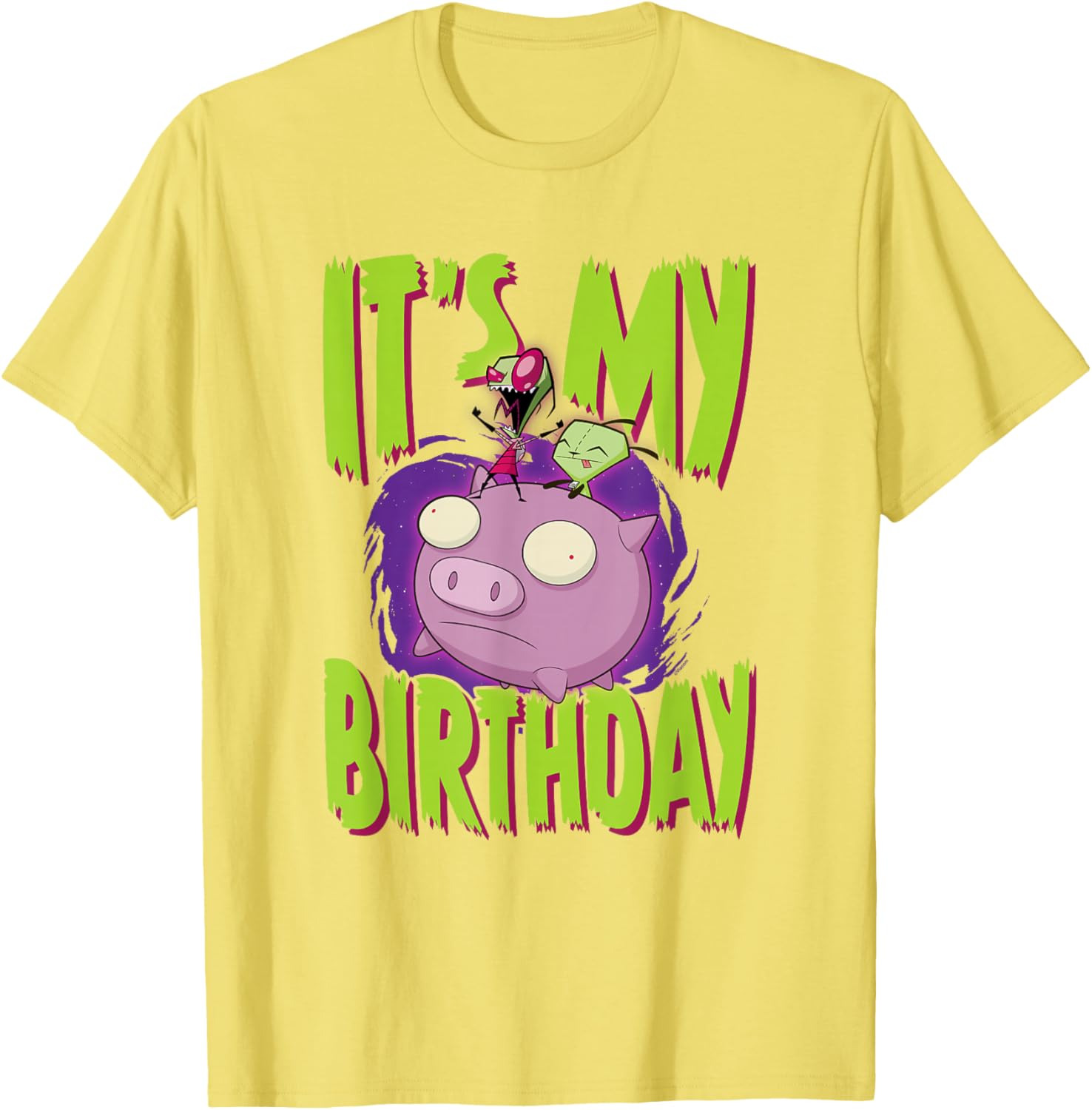 Invader Zim Birthday T-Shirt with Zim Gir Riding Pig Fun Design - 11