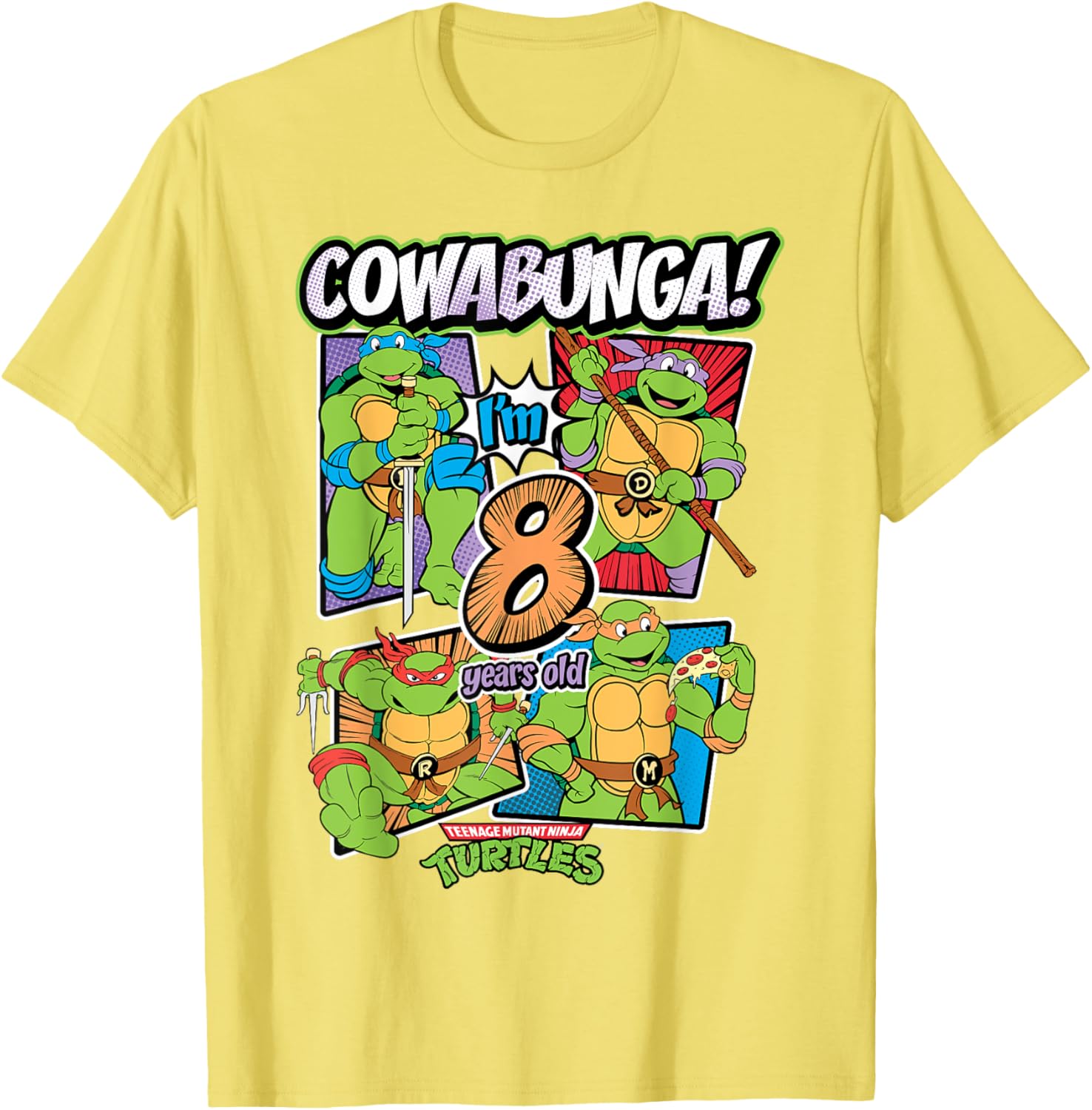 Cowabunga I'm 8 Years Old TMNT T-Shirt for Kids - Fun Teenage Mutant Ninja Turtles Apparel - 8