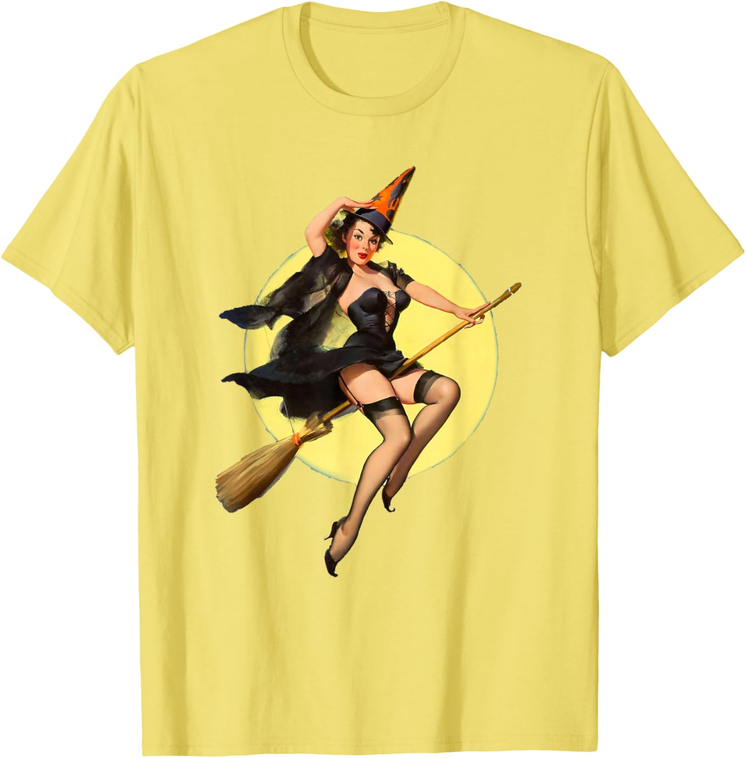 Vintage Pin Up Witch Halloween T-Shirt for Fun Spooky Style - 10