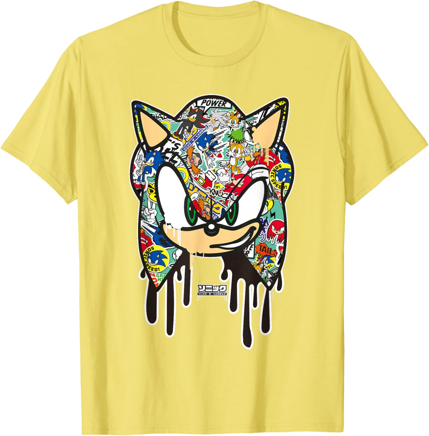 Sonic the Hedgehog Sticker T-Shirt for Fans of Cool Cartoon Style - 2