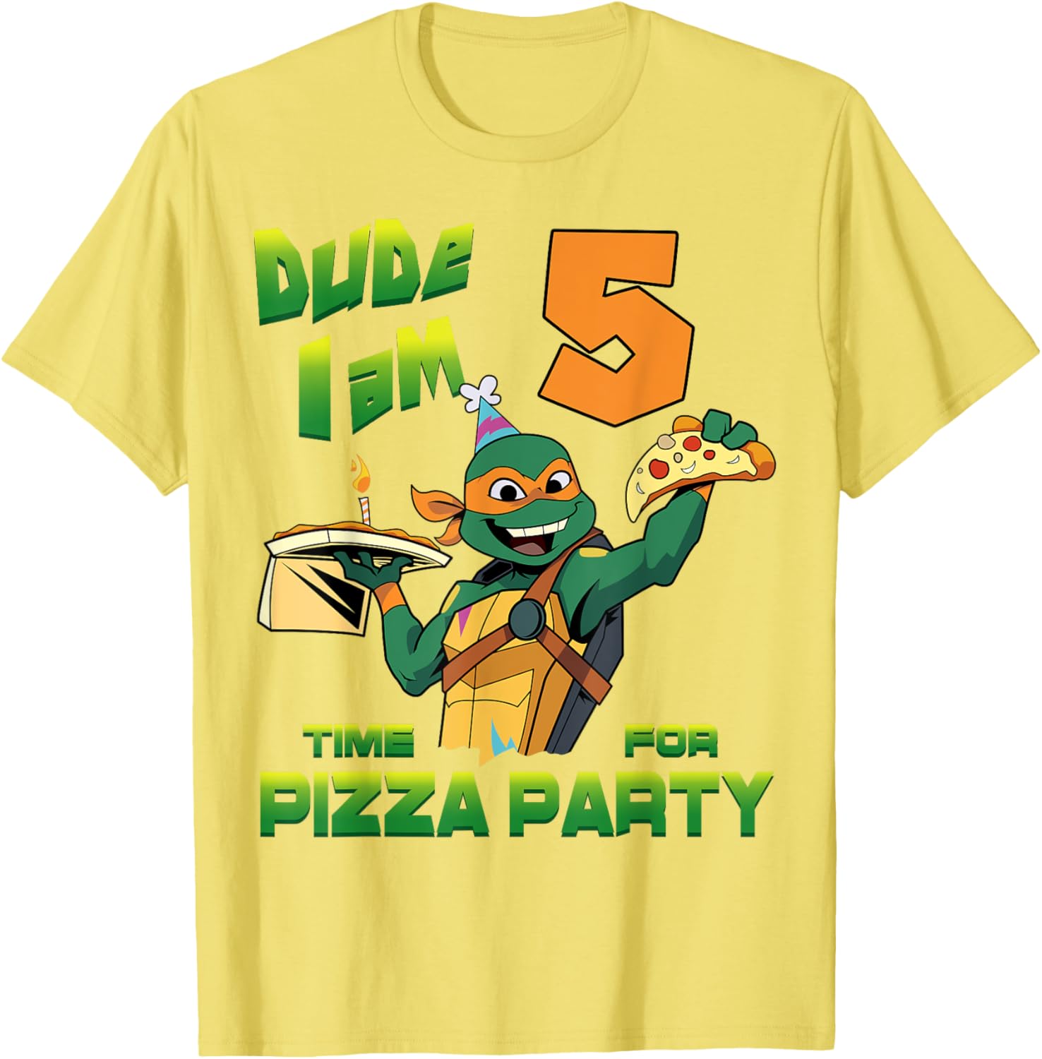 Mademark Teenage Mutant Ninja Turtles Mikey Pizza Birthday T-Shirt for Kids - 14