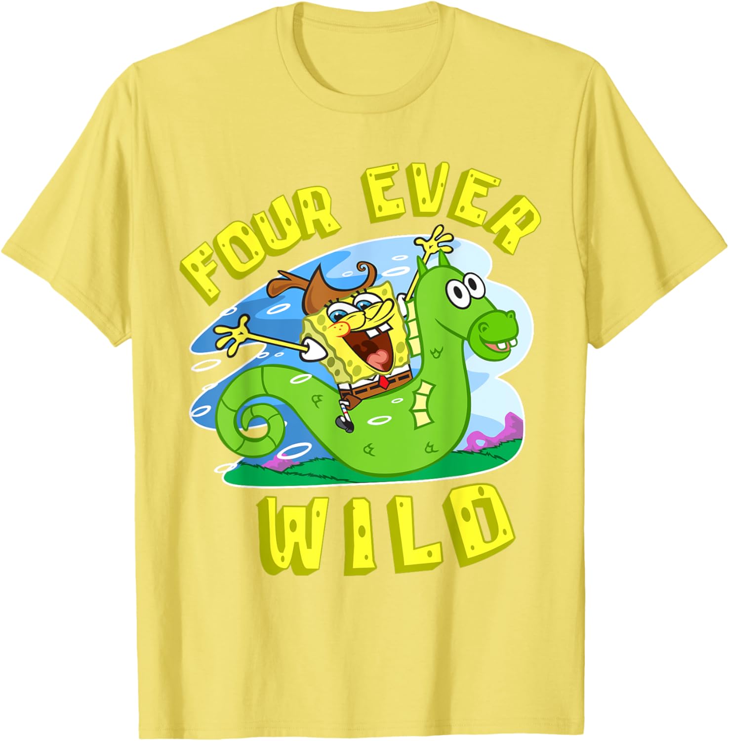 Mademark SpongeBob 4th Birthday T-Shirt for Boys Fun and Colorful Gift - 13