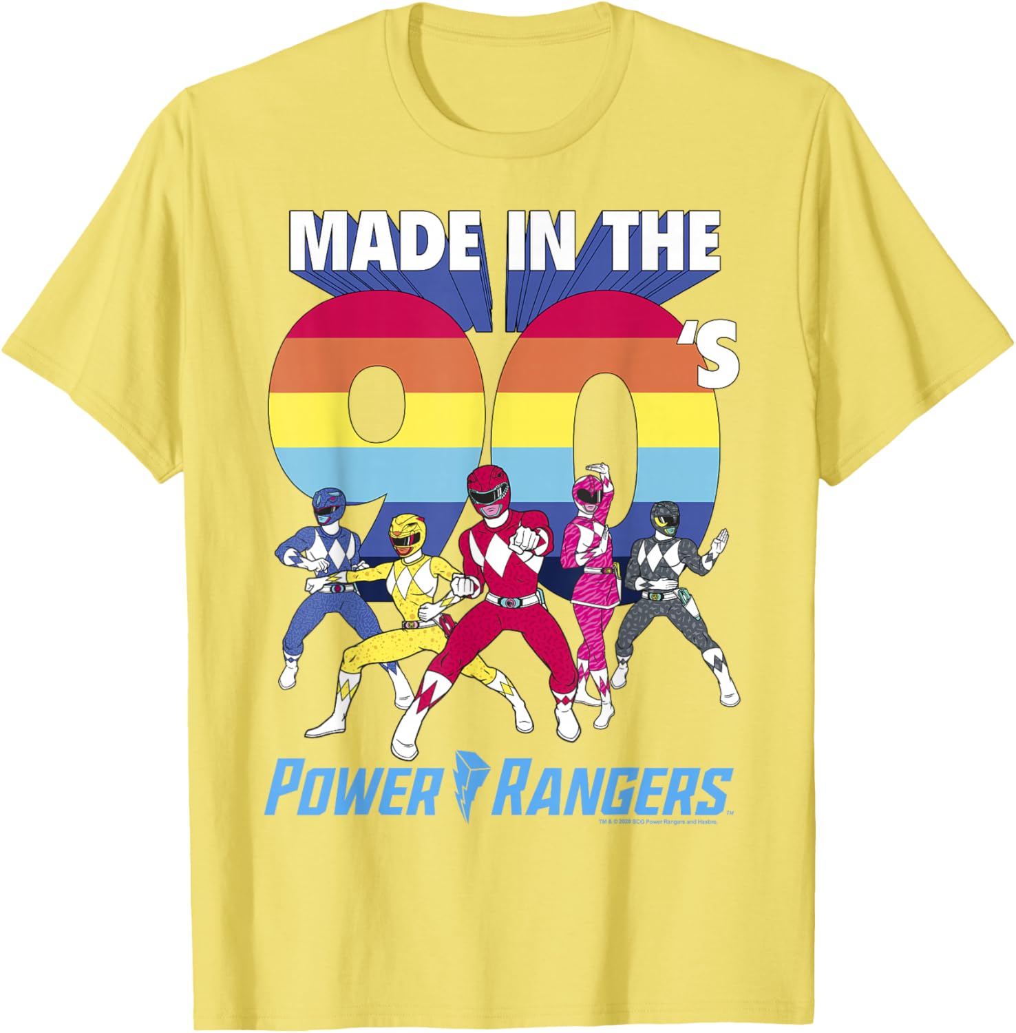 90's Power Rangers Retro Rainbow Stripe Logo T-Shirt for Fans - 10