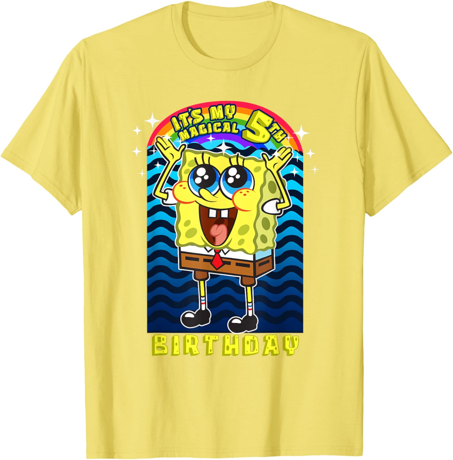 SpongeBob SquarePants Magical 5th Birthday Gift T-Shirt for Kids - 5