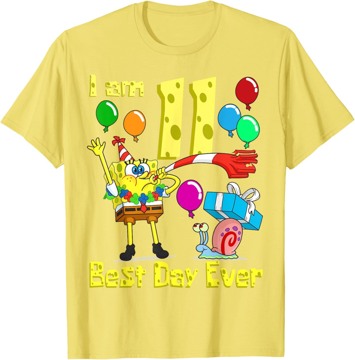 SpongeBob Birthday T-Shirt for 11 Year Olds Fun Party Apparel - 15