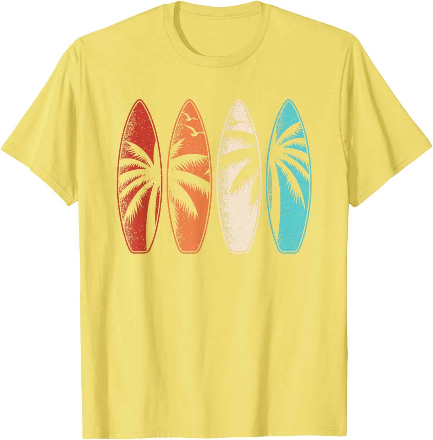 Tropical Hawaii Surfing Palm Tree Retro Surfboard T-Shirt Design - 4