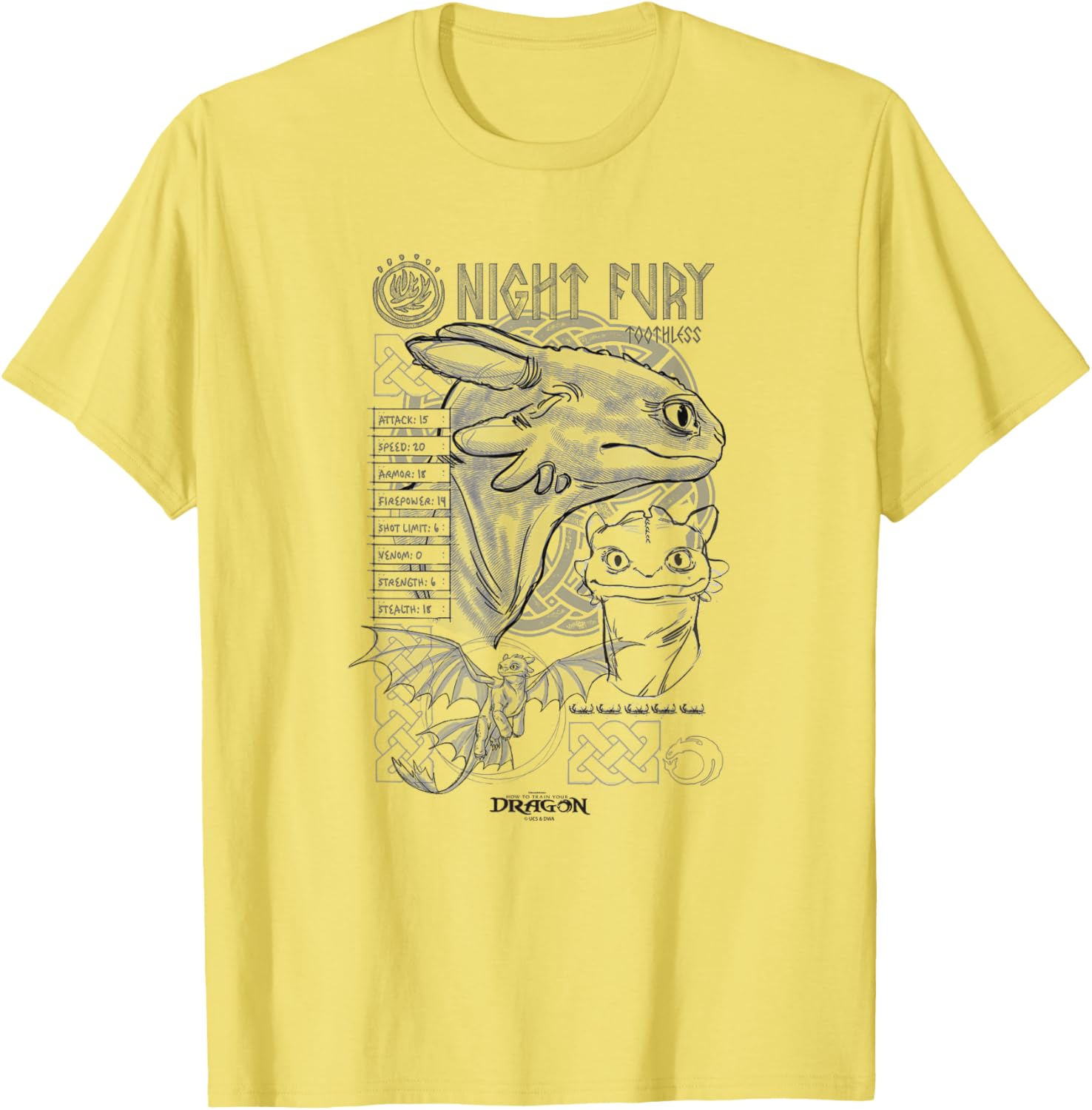 DreamWorks Dragons Toothless Night Fury Sketch T-Shirt for Fans - 13