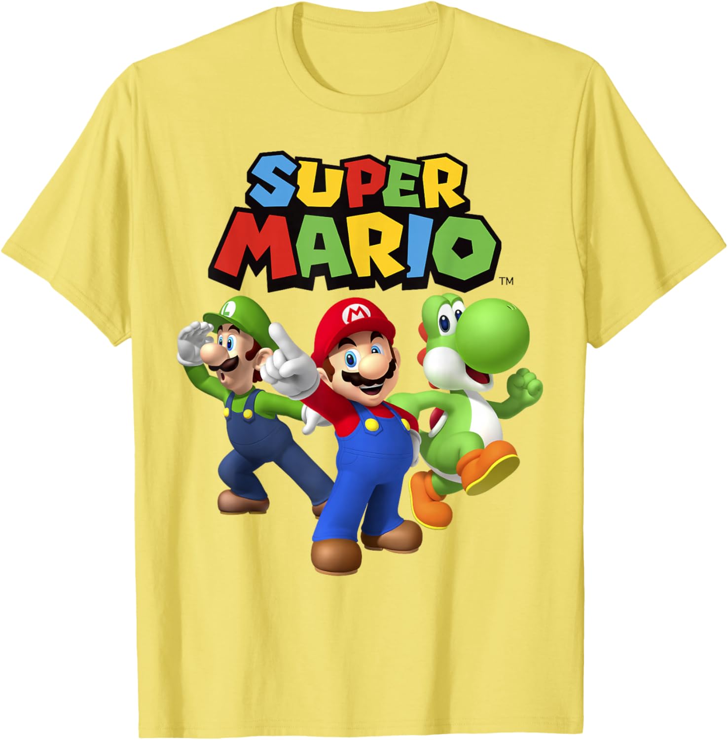 Super Mario Group Shot T-Shirt Featuring Luigi and Yoshi Fun Design - 1