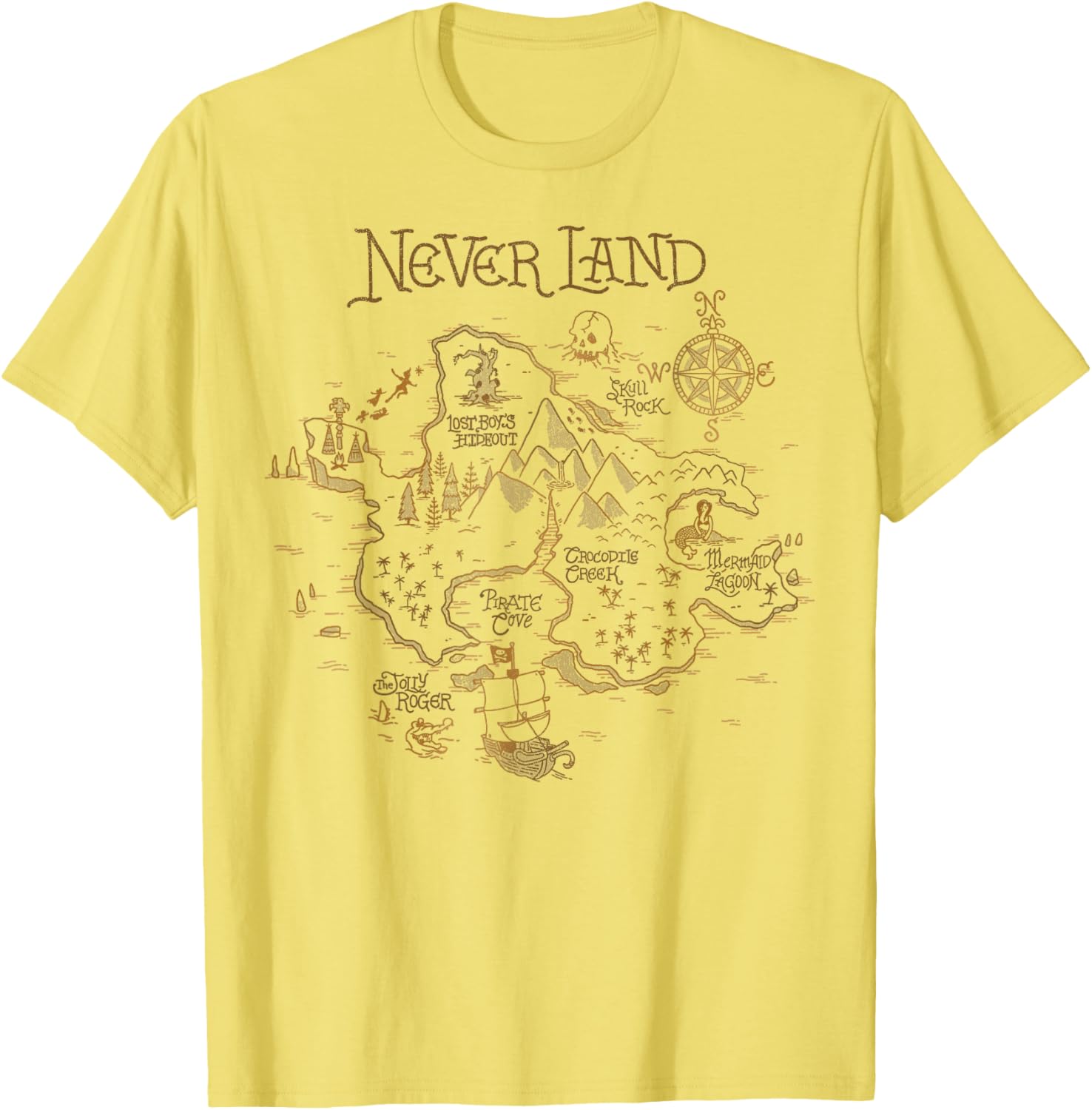 Disney Peter Pan Never Land Map Graphic T-Shirt for Adventure Lovers - 1
