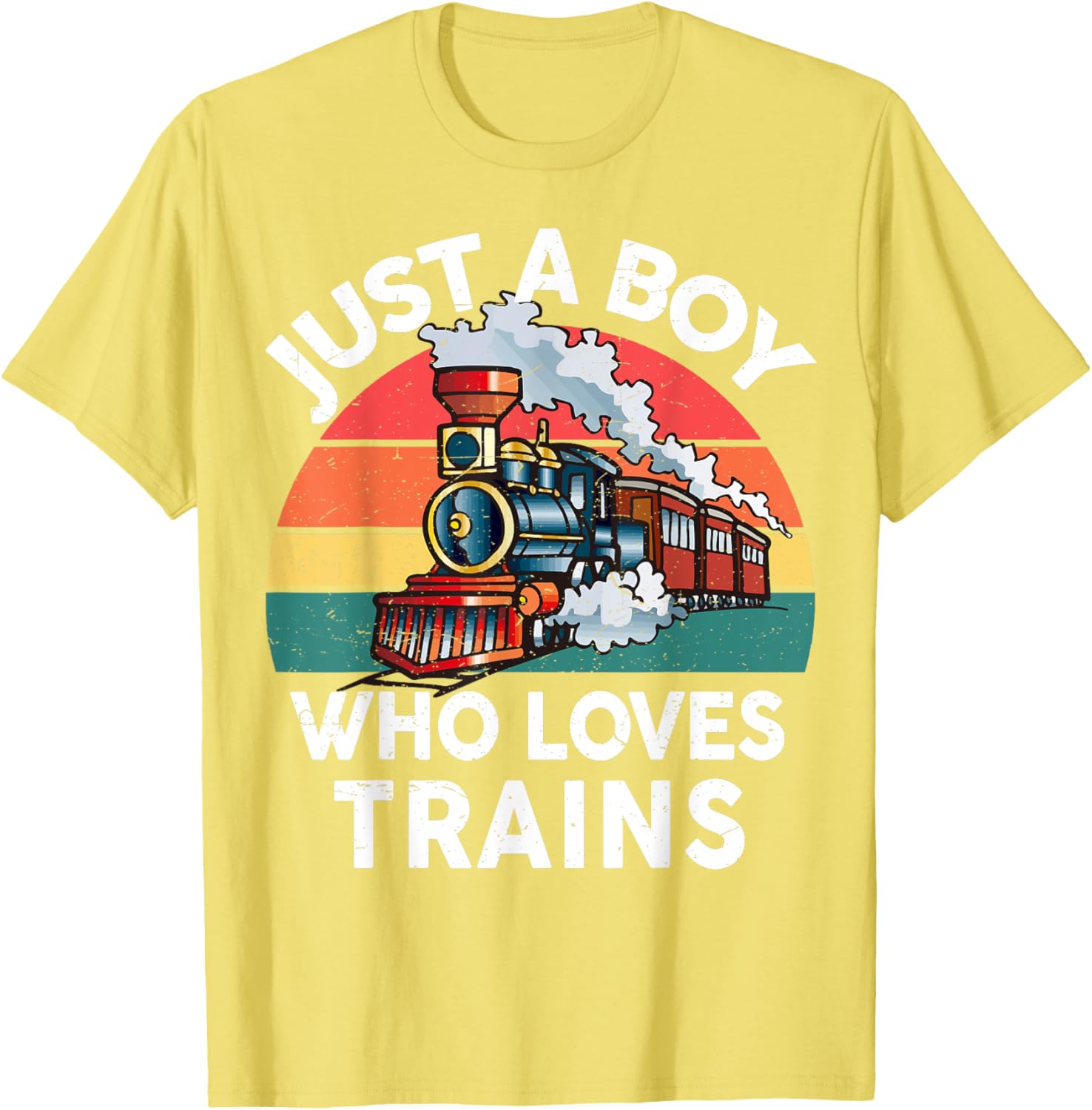 Funny Kids Train Lover T-Shirt Just A Boy Who Loves Trains Graphic Tee - 11