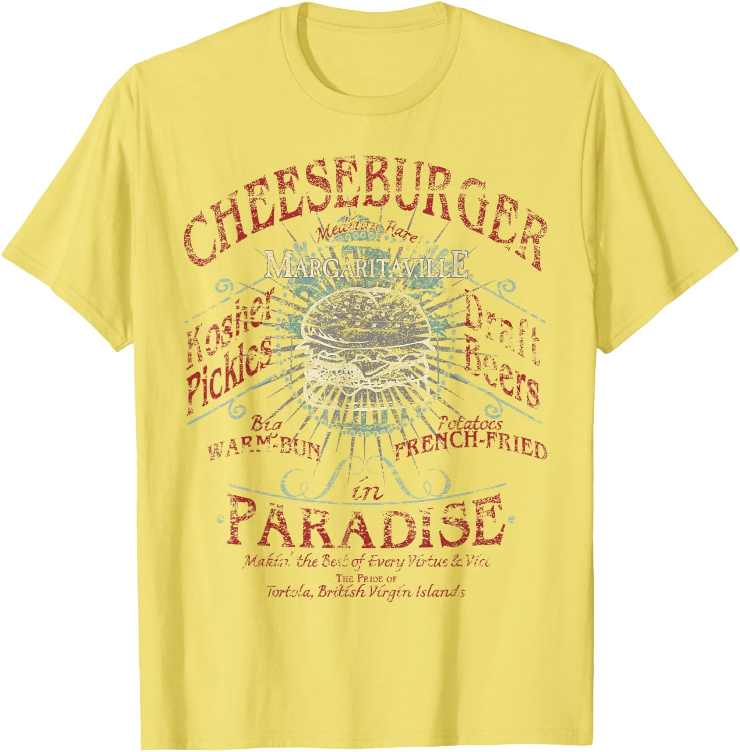 Margaritaville Cheeseburger in Paradise T-Shirt for Adults, Grey, Small - 4