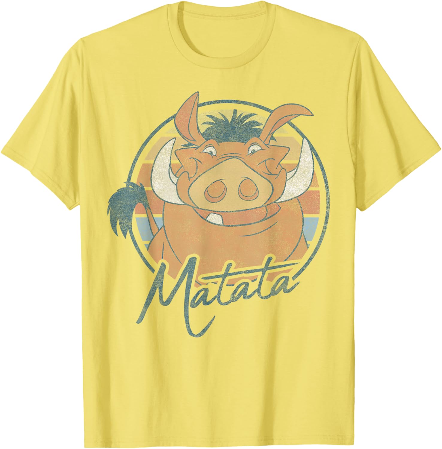 Disney The Lion King Pumbaa Matata Text Portrait T-Shirt for Kids and Adults - 1