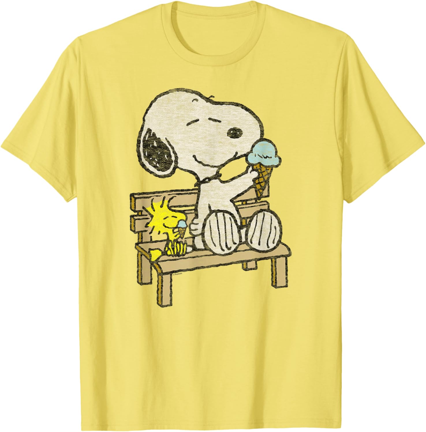 Snoopy and Woodstock Bench T-Shirt - Adorable Peanuts Apparel for Fans - 9