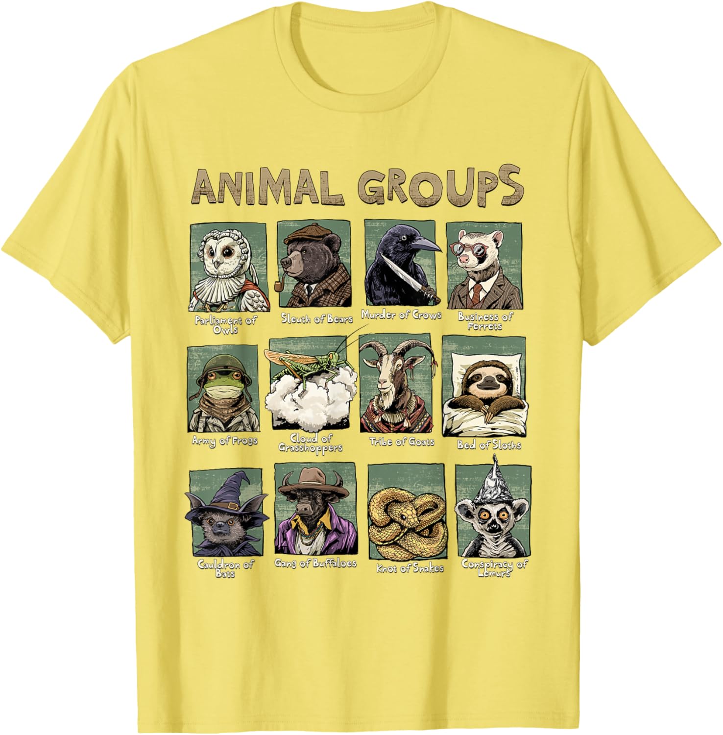Animal Groups Unveiled T-Shirt - Fun Educational Wildlife Design - 1