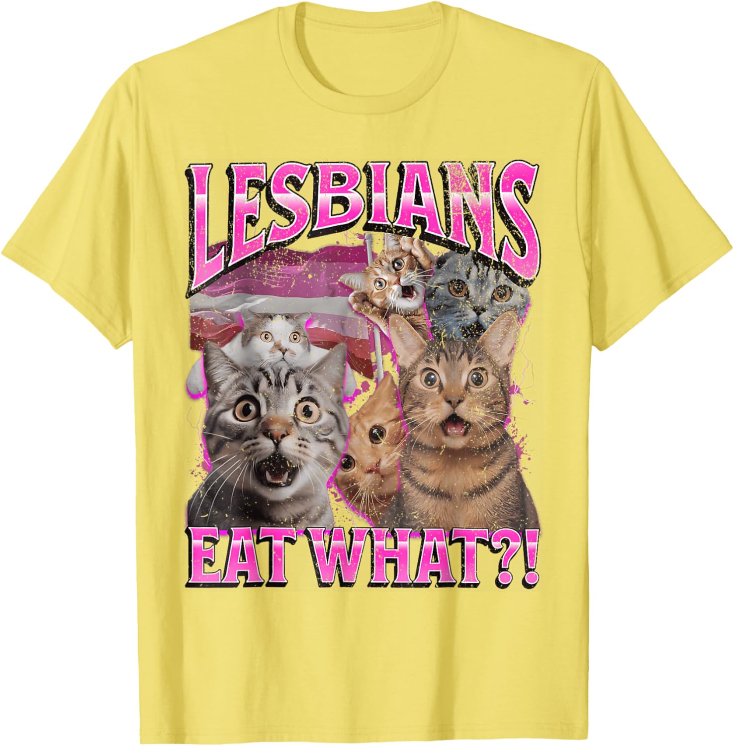 Funny Cat LGBTQ Pride T-Shirt with Lesbians Eat What Pun - Great Gift! - 4
