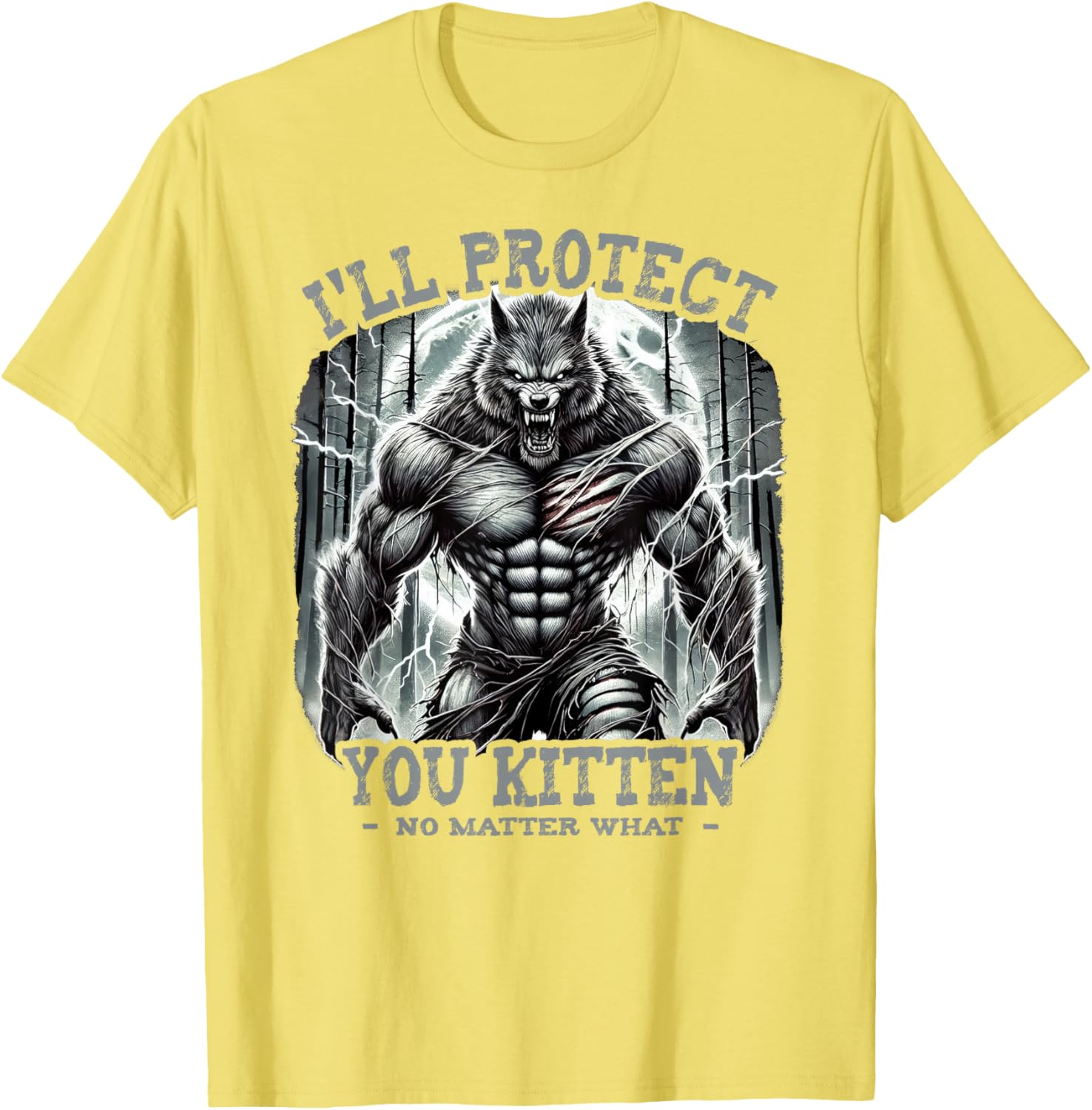 Funny Graphic Tee I'll Protect You Kitten Alpha Wolf T-Shirt for Pet Lovers - 8