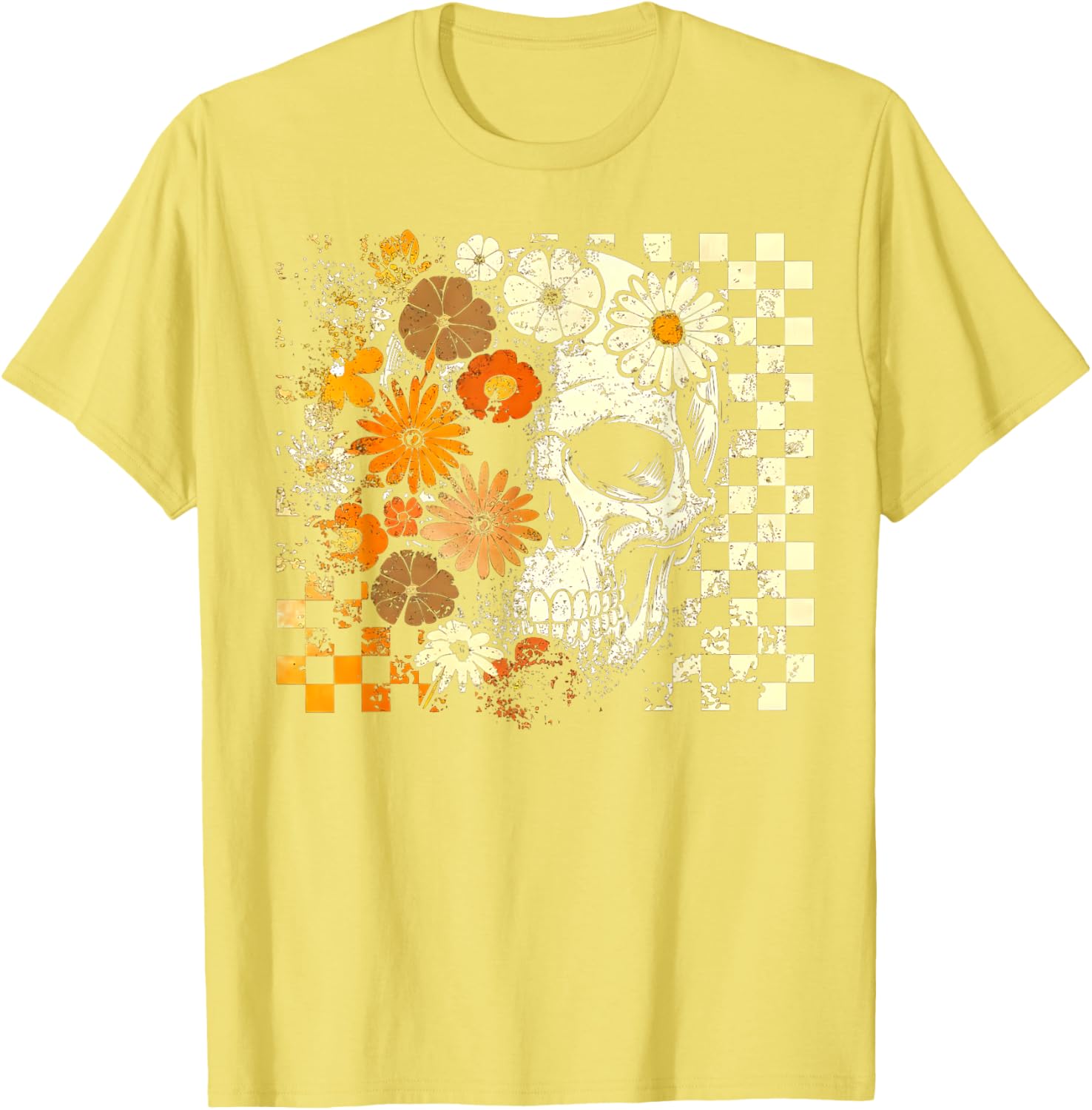 Boho Floral Skull Halloween T-Shirt for Girls and Women - Trendy Style - 1