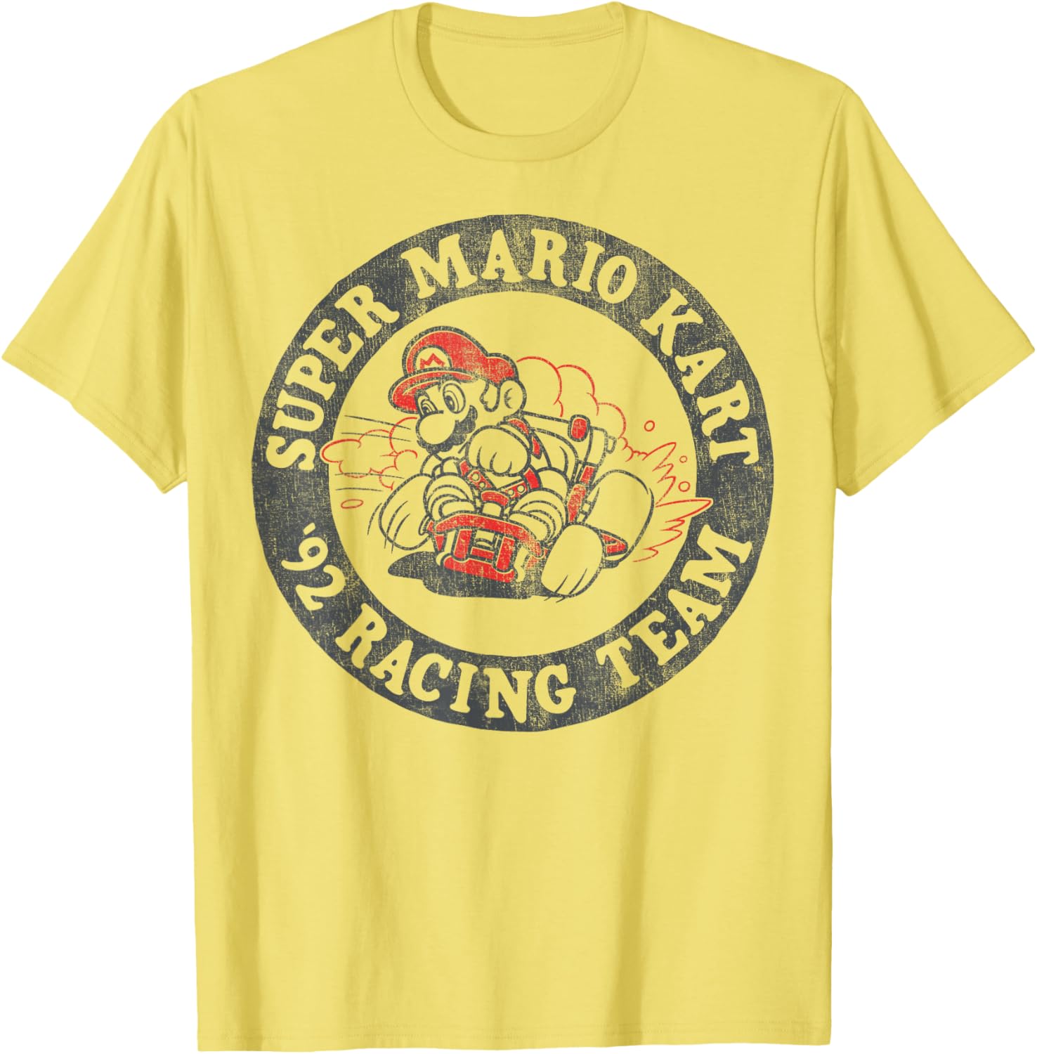 Super Mario Kart 92 Racing Team Distressed Logo T-Shirt for Fans - 3