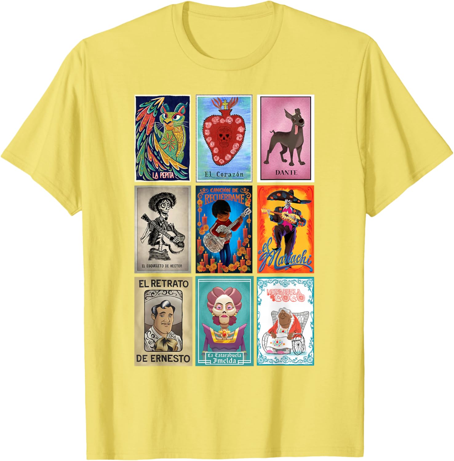 Disney Pixar Coco Vintage Loteria Cards T-Shirt for Fun and Style - 3