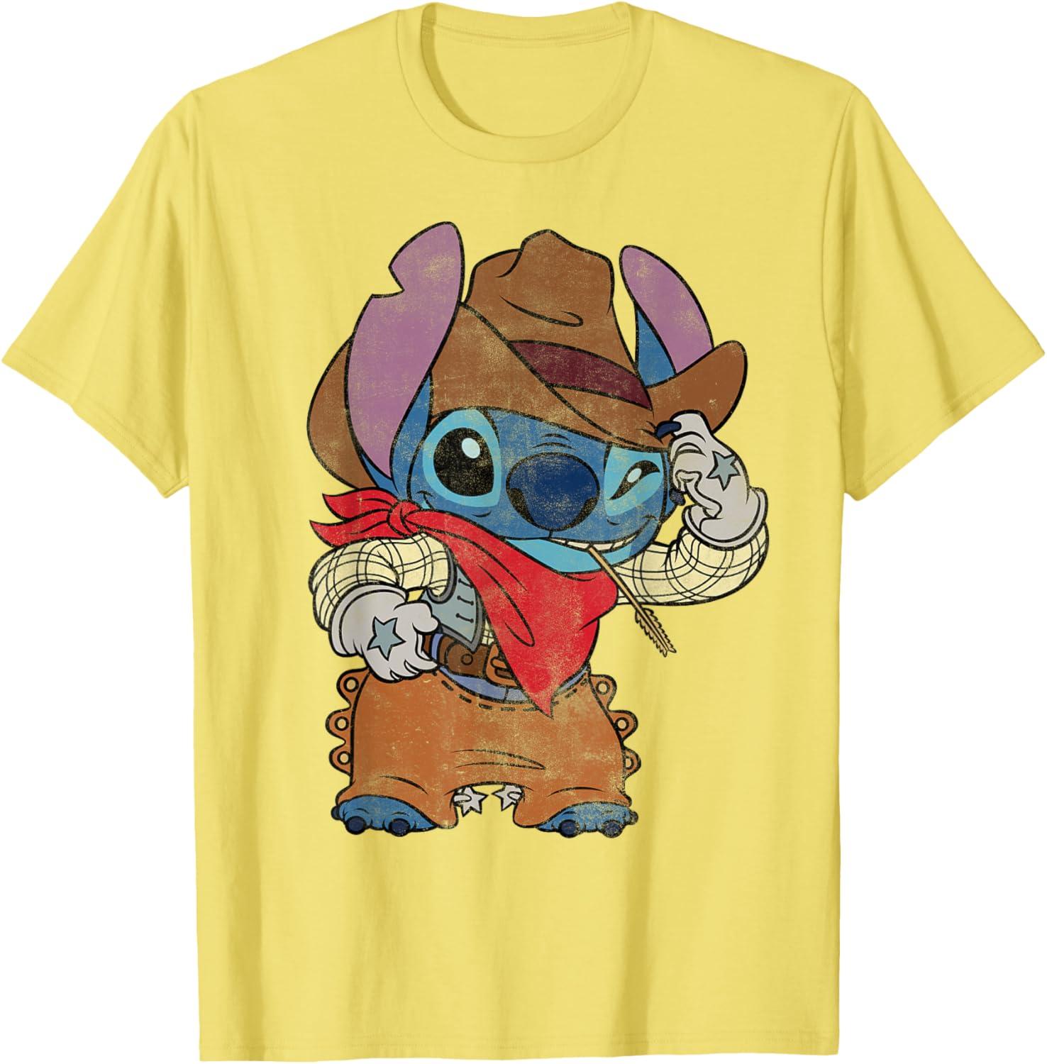 Disney Stitch Cowboy Costume T-Shirt Vintage Western Style Apparel - 4