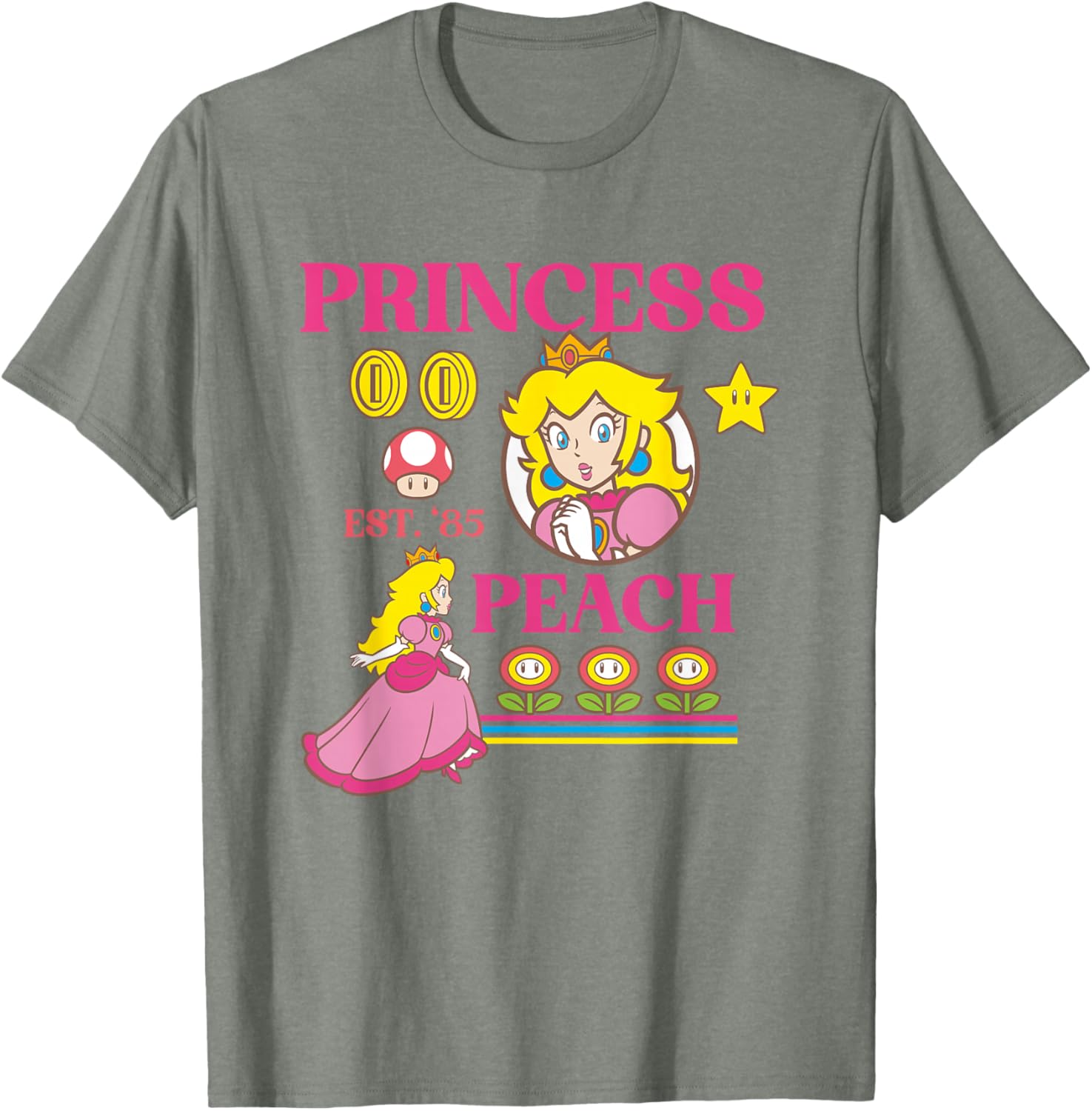 Super Mario Fire Flower Princess Peach Power Up T-Shirt for Gamers - 4