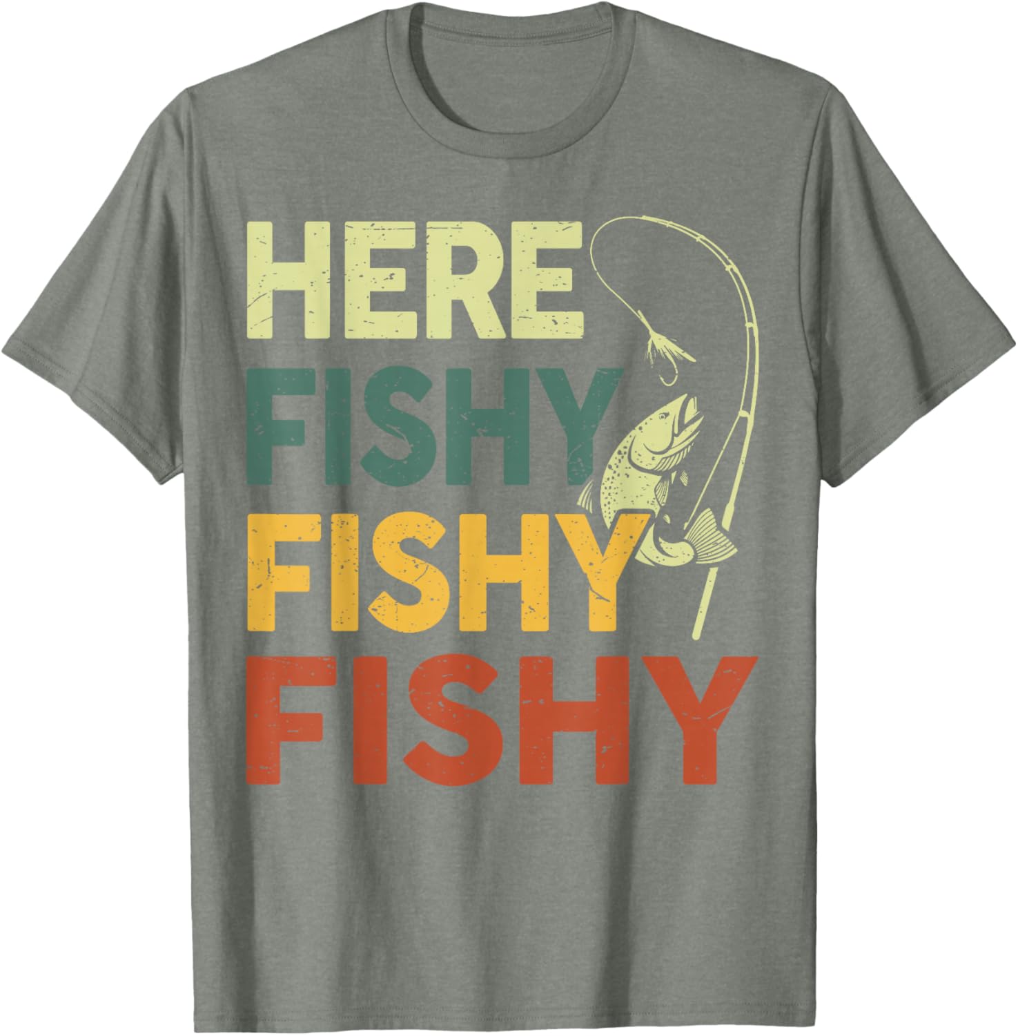 Funny Fishing Shirt for Dad - Men Here Fishy Graphic Tee for Bass Lovers - 11