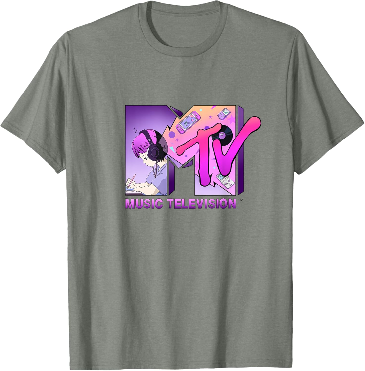 Mademark x MTV Anime Gamer Style T-Shirt with Official MTV Logo - 2
